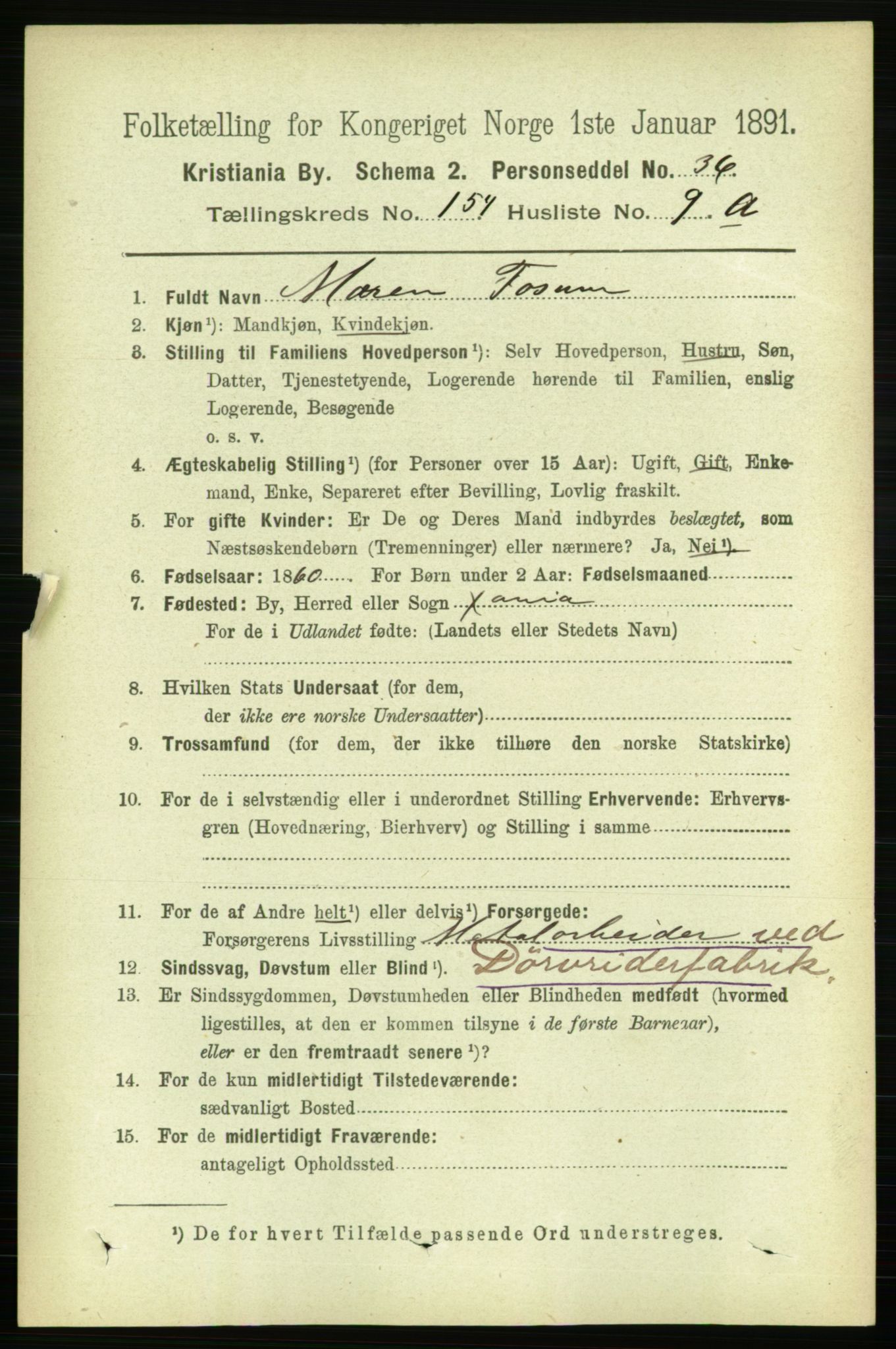 RA, 1891 census for 0301 Kristiania, 1891, p. 87671