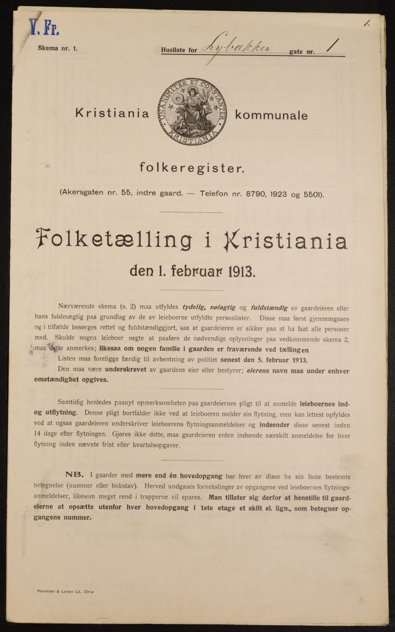 OBA, Municipal Census 1913 for Kristiania, 1913, p. 58213
