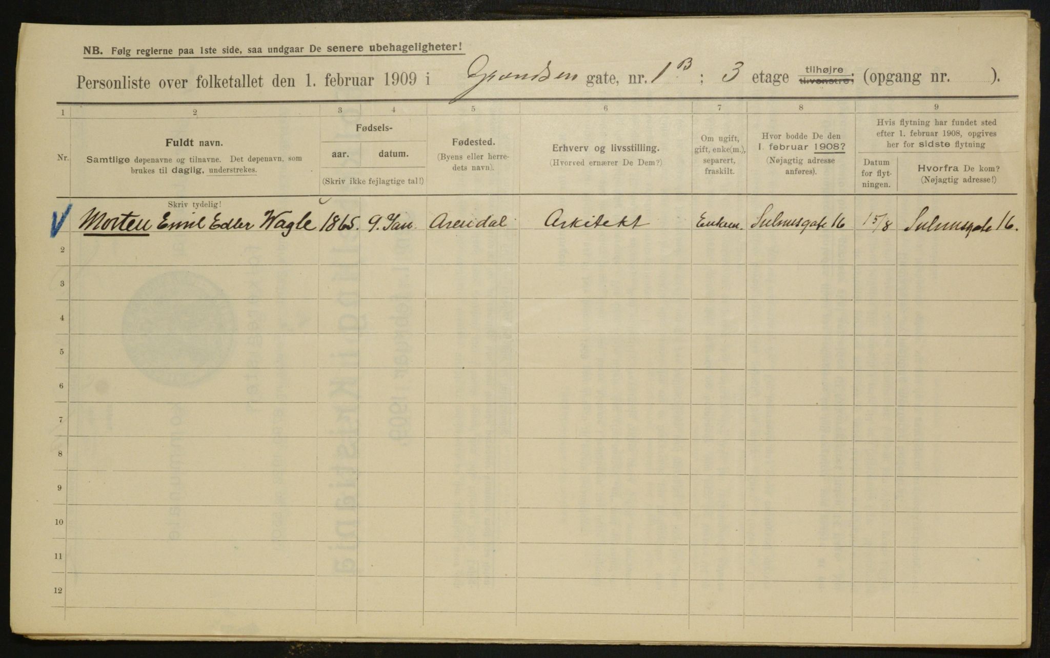 OBA, Municipal Census 1909 for Kristiania, 1909, p. 26966