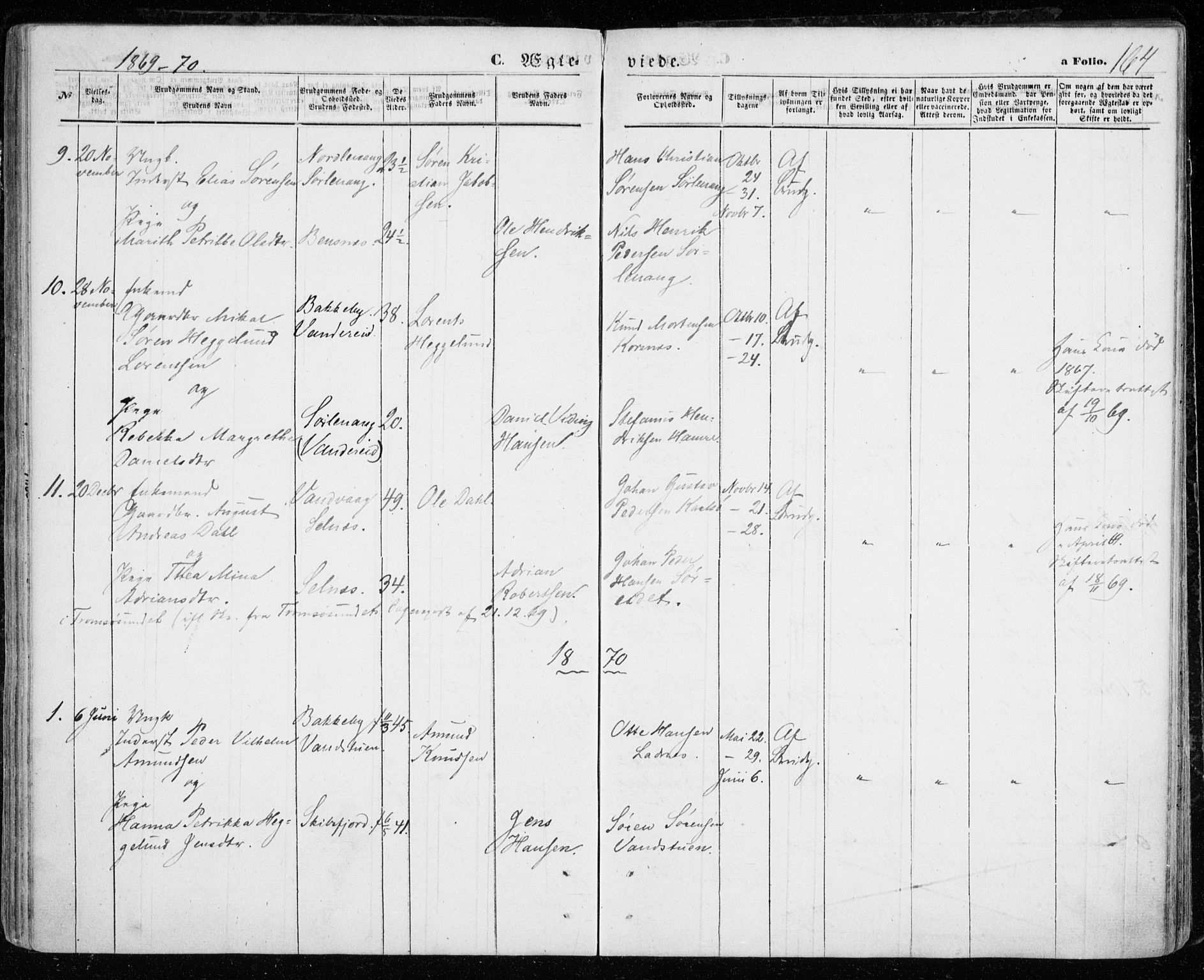 Karlsøy sokneprestembete, SATØ/S-1299/H/Ha/Haa/L0004kirke: Parish register (official) no. 4, 1861-1871, p. 164