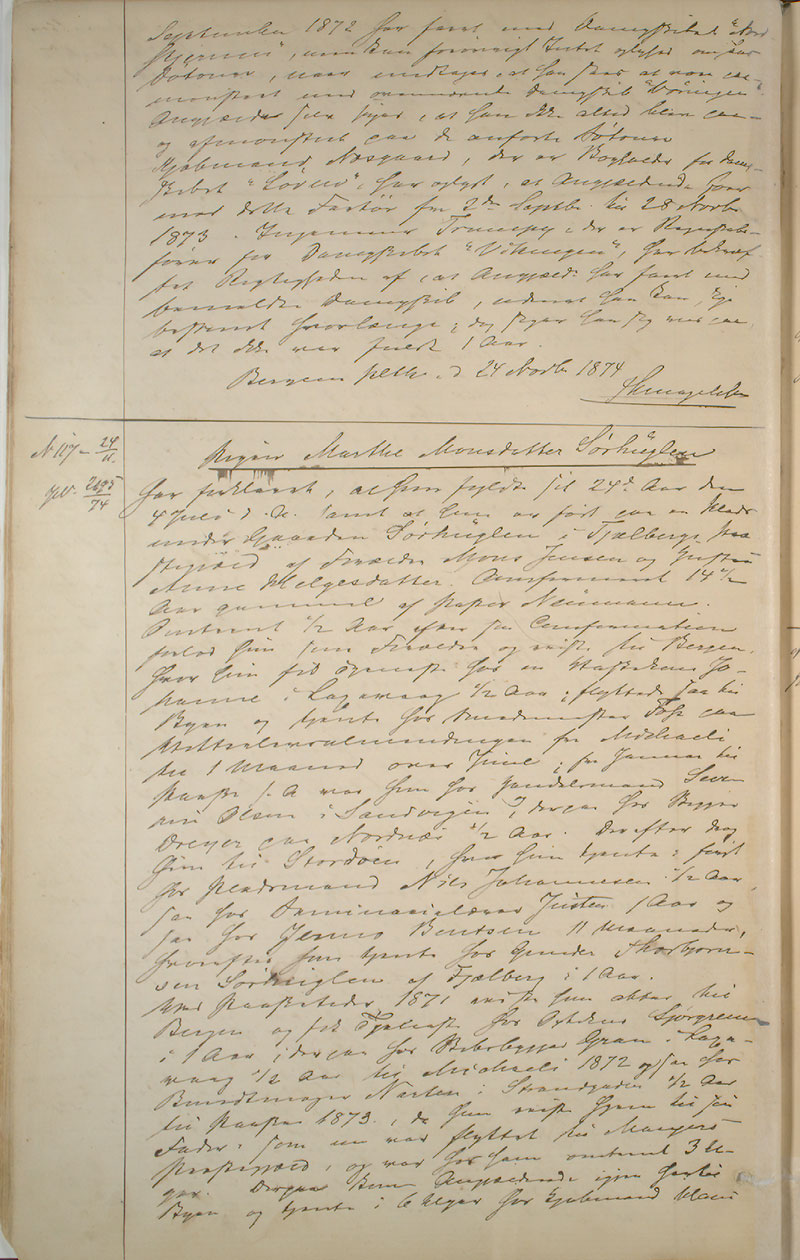 Bergen politikammer / politidistrikt, AV/SAB-A-60401/I/Ic, 1874-1878