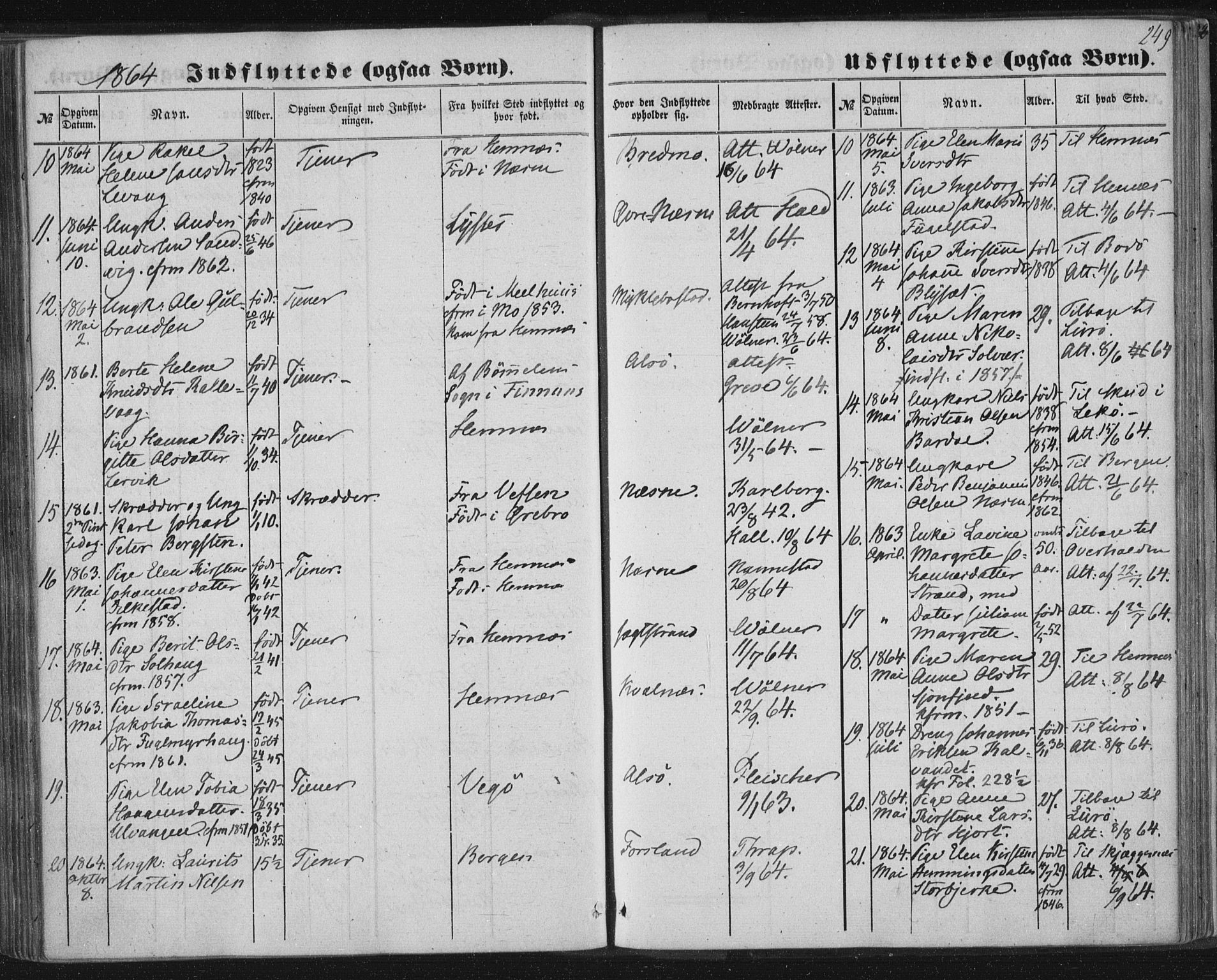 Ministerialprotokoller, klokkerbøker og fødselsregistre - Nordland, SAT/A-1459/838/L0550: Parish register (official) no. 838A08, 1855-1865, p. 249