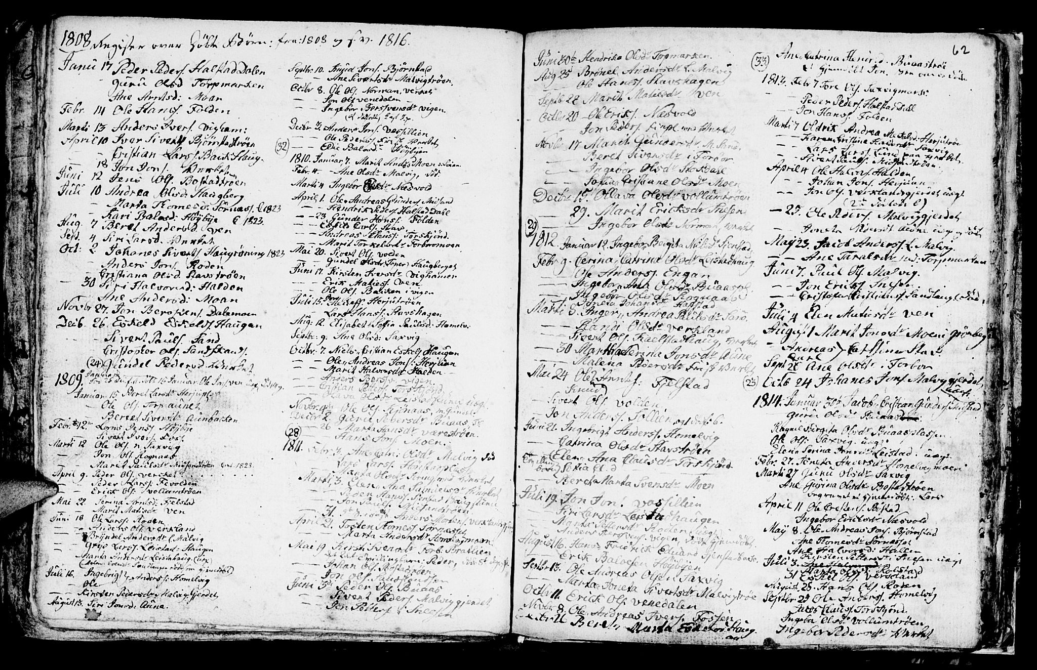 Ministerialprotokoller, klokkerbøker og fødselsregistre - Sør-Trøndelag, SAT/A-1456/616/L0419: Parish register (copy) no. 616C02, 1797-1816, p. 62