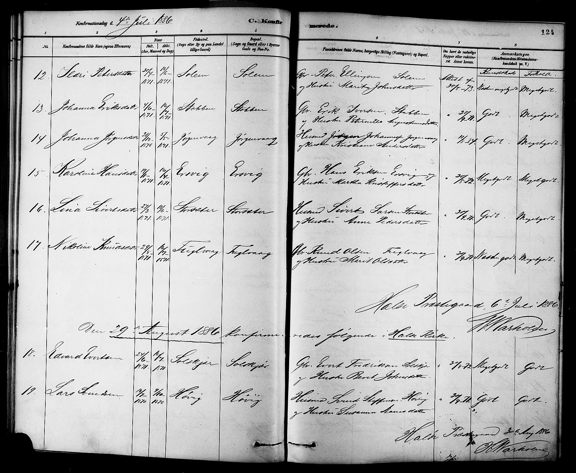 Ministerialprotokoller, klokkerbøker og fødselsregistre - Møre og Romsdal, AV/SAT-A-1454/577/L0896: Parish register (official) no. 577A03, 1880-1898, p. 124