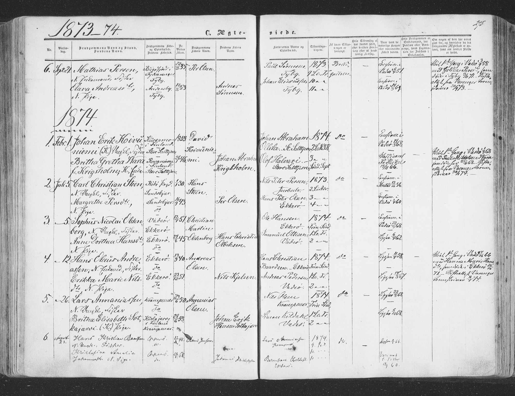 Vadsø sokneprestkontor, SATØ/S-1325/H/Ha/L0004kirke: Parish register (official) no. 4, 1854-1880, p. 275