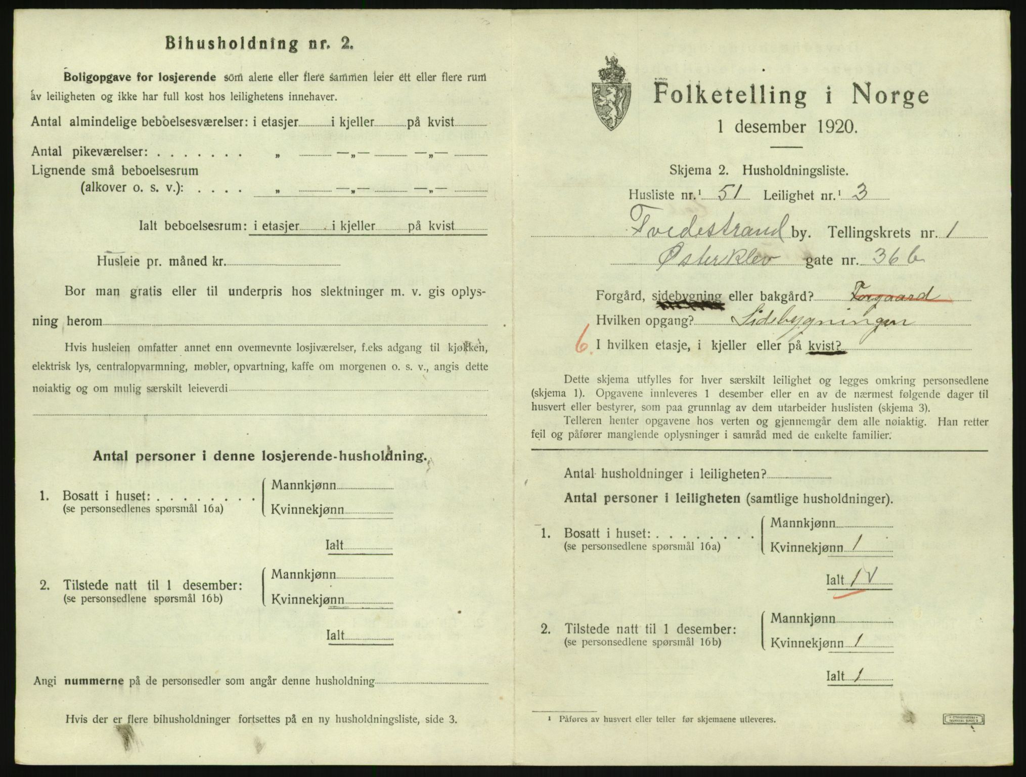 SAK, 1920 census for Tvedestrand, 1920, p. 747