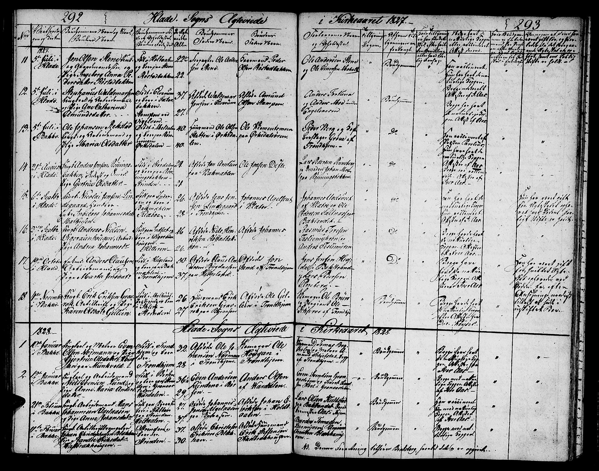 Ministerialprotokoller, klokkerbøker og fødselsregistre - Sør-Trøndelag, AV/SAT-A-1456/606/L0306: Parish register (copy) no. 606C02, 1797-1829, p. 292-293