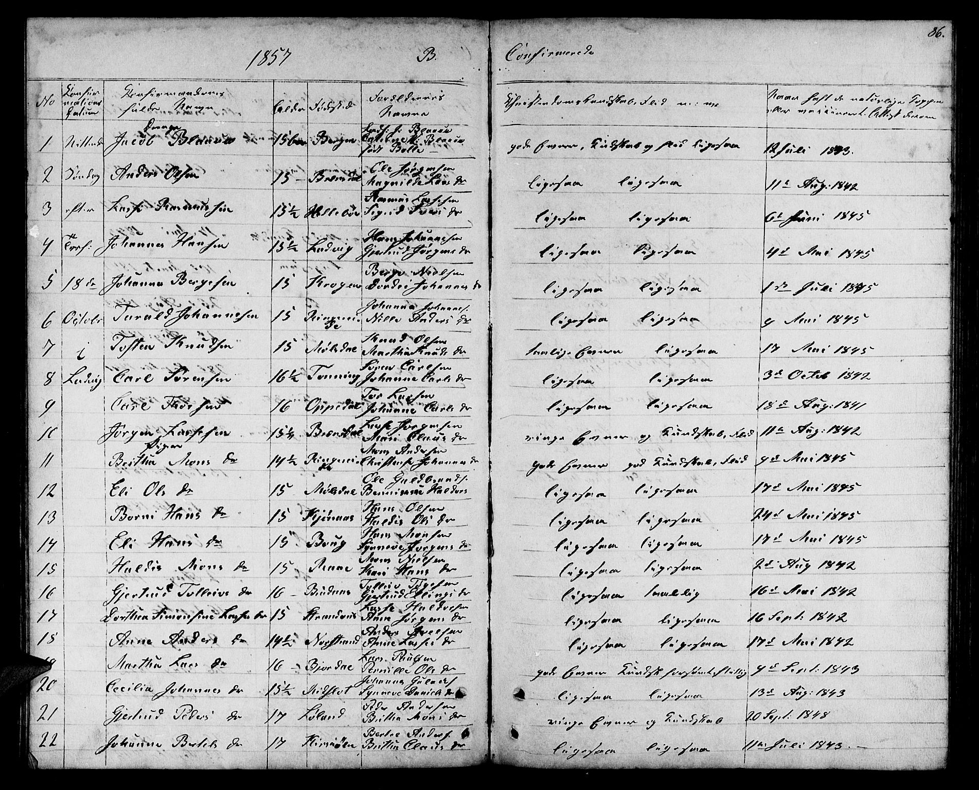 Lavik sokneprestembete, SAB/A-80901: Parish register (copy) no. A 1, 1854-1881, p. 86