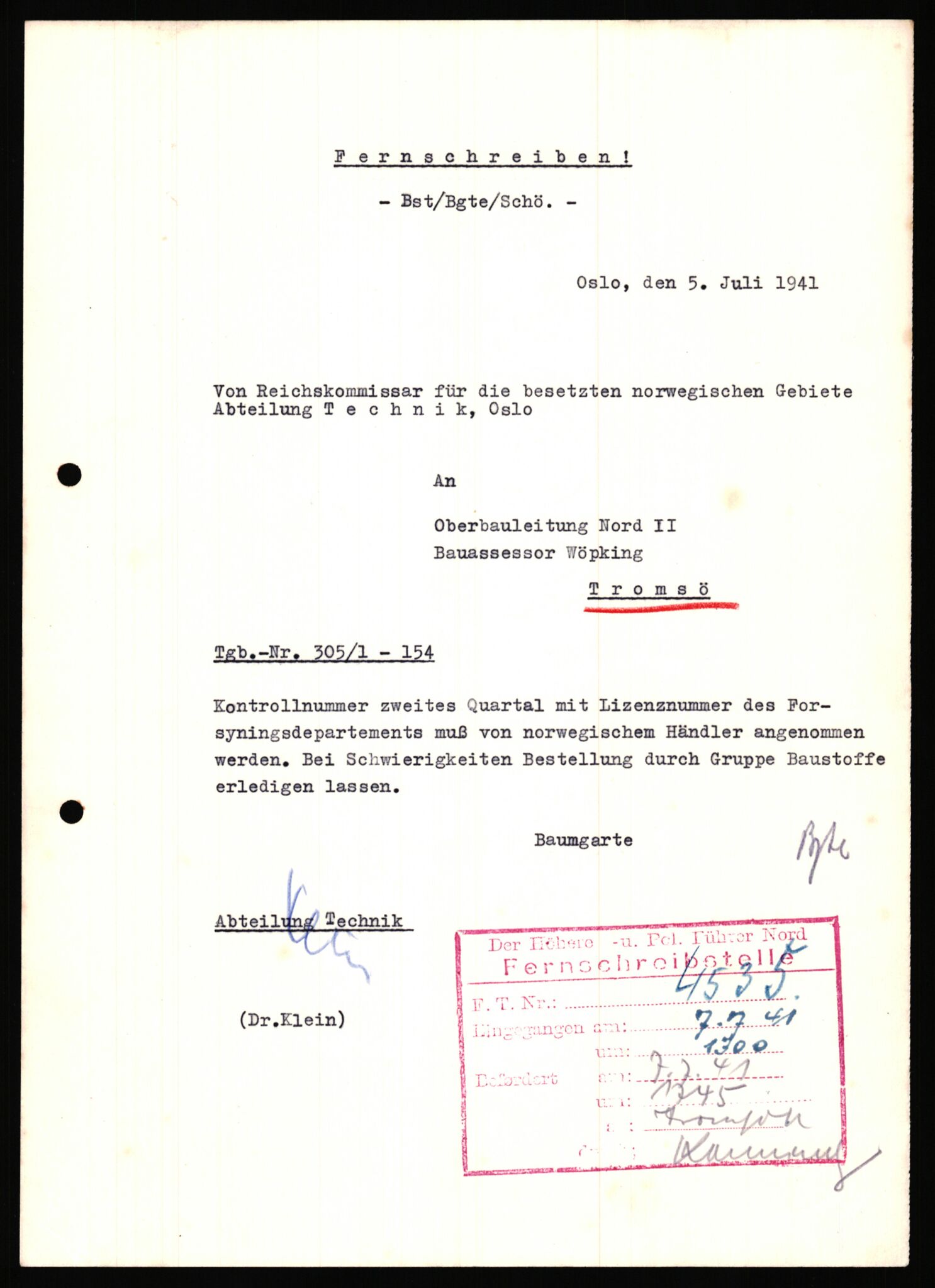 Tyske arkiver, Organisation Todt (OT), Einsatzgruppe Wiking, AV/RA-RAFA-2188/2/B/Bb/L0006: Korrespondanse med Kriegsmarine, 1940-1941, p. 565