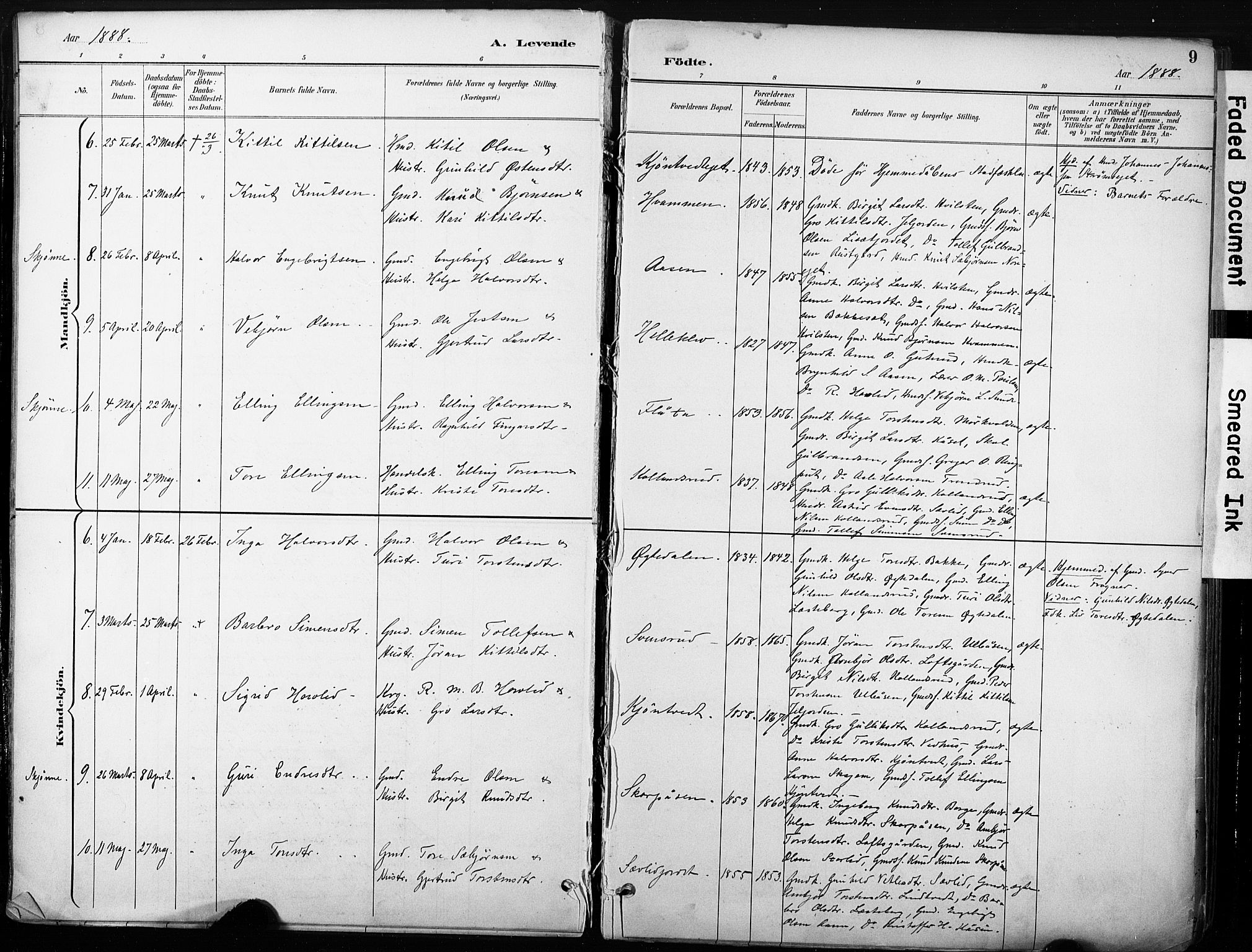 Nore kirkebøker, AV/SAKO-A-238/F/Fb/L0002: Parish register (official) no. II 2, 1886-1906, p. 9