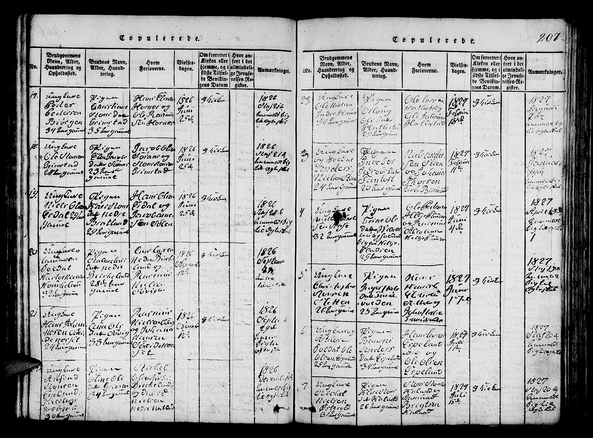 Fana Sokneprestembete, SAB/A-75101/H/Hab/Haba/L0001: Parish register (copy) no. A 1, 1816-1836, p. 207