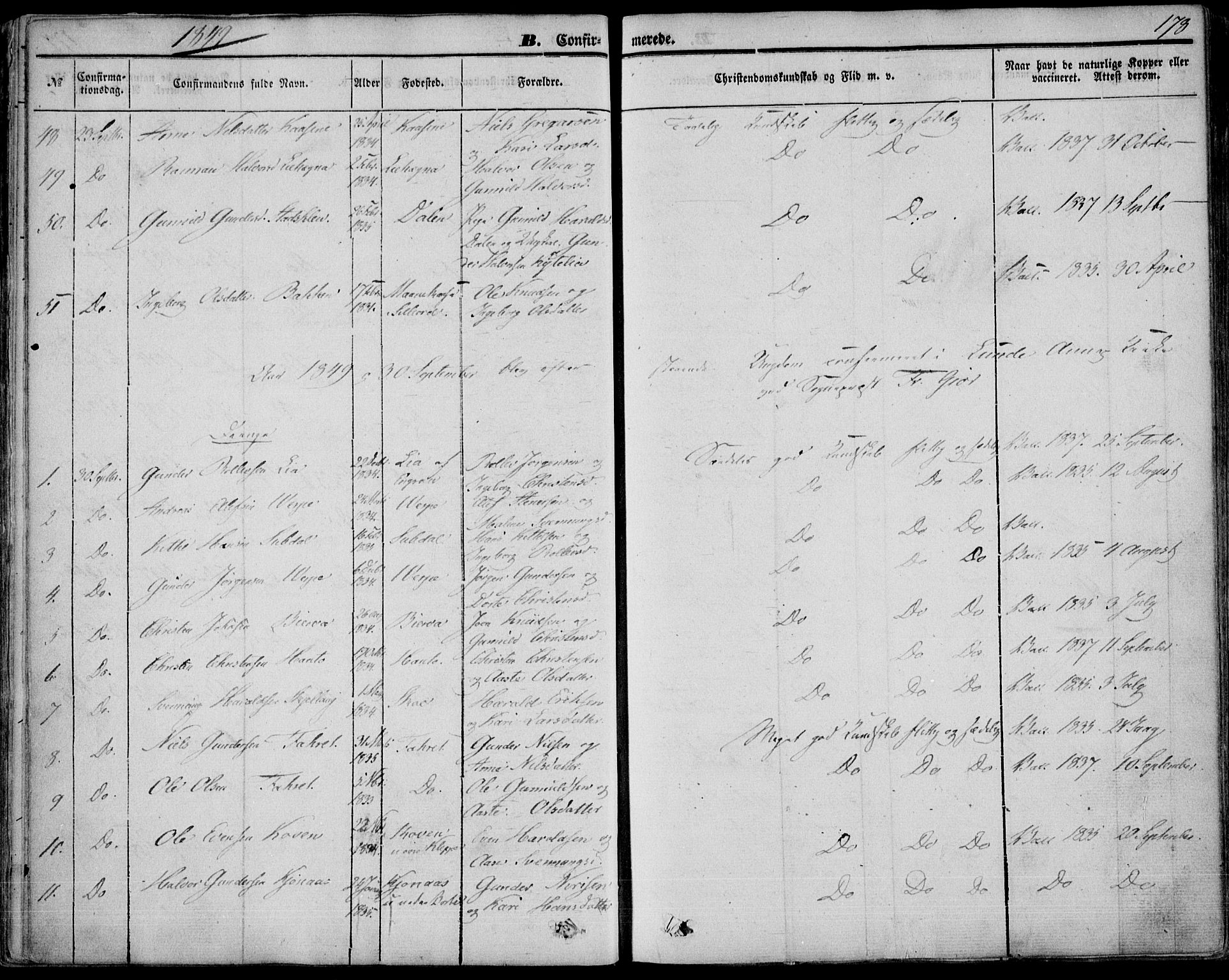 Bø kirkebøker, AV/SAKO-A-257/F/Fa/L0008: Parish register (official) no. 8, 1849-1861, p. 178