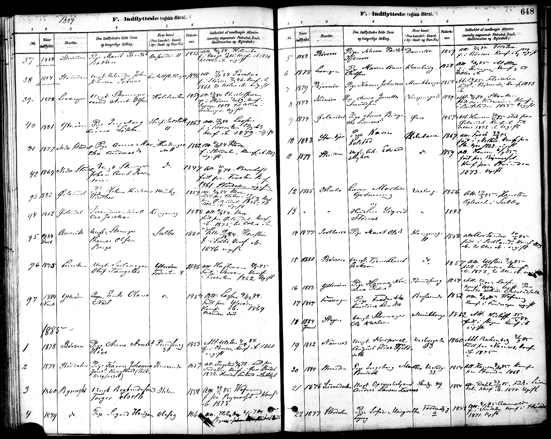 Ministerialprotokoller, klokkerbøker og fødselsregistre - Sør-Trøndelag, SAT/A-1456/601/L0058: Parish register (official) no. 601A26, 1877-1891, p. 648