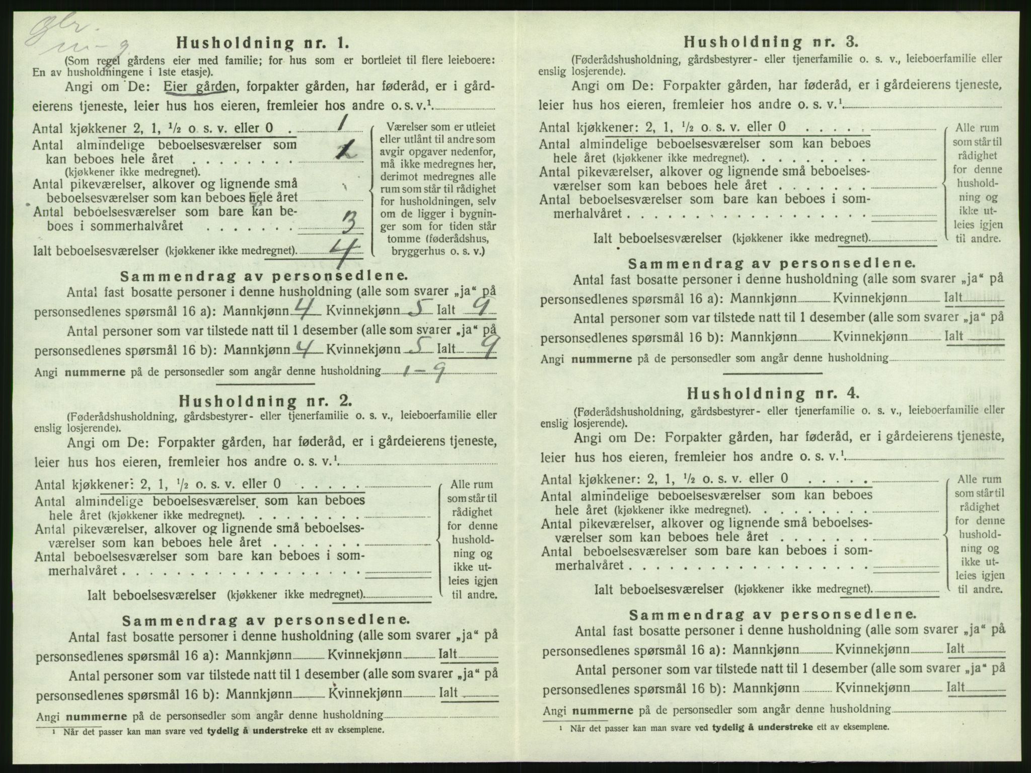 SAT, 1920 census for Nesna, 1920, p. 708