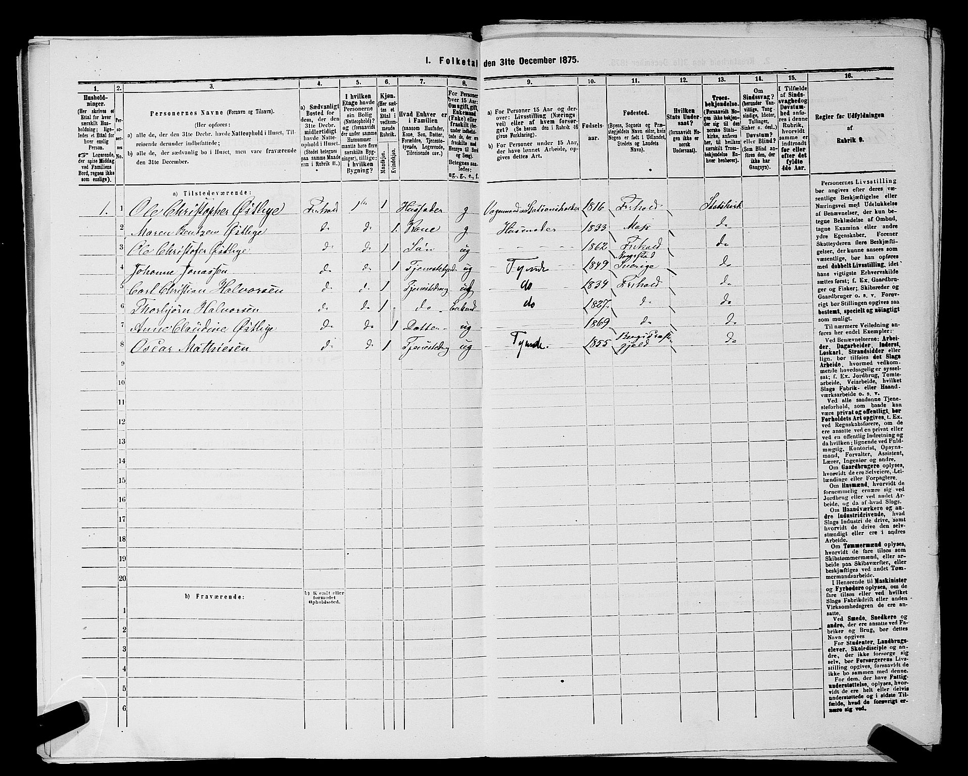 RA, 1875 census for 0101P Fredrikshald, 1875, p. 920