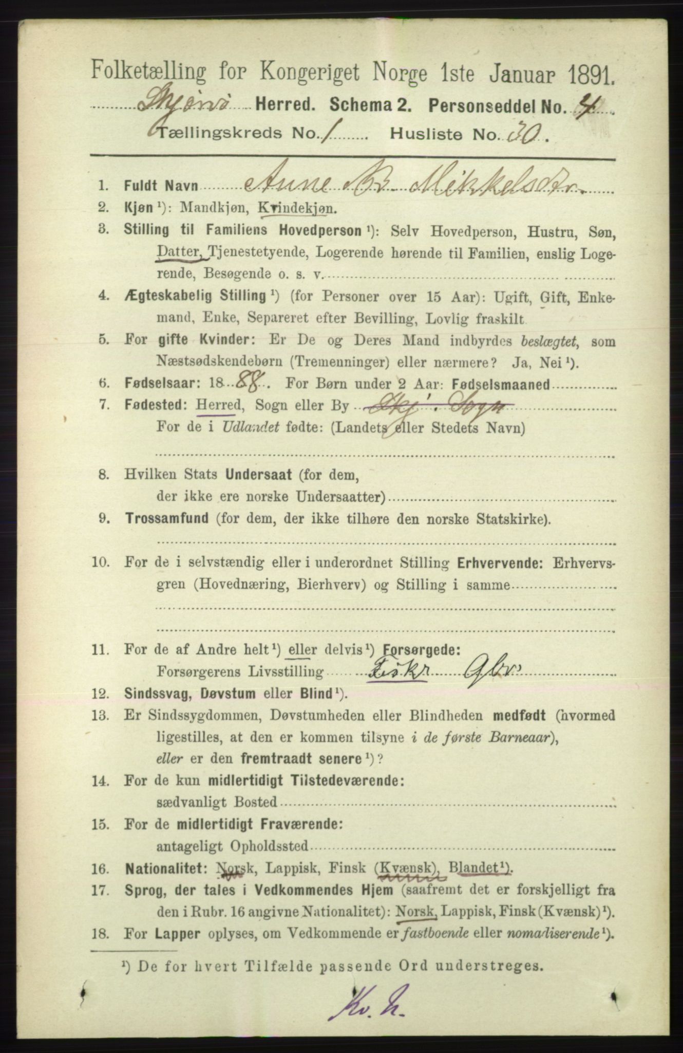 RA, 1891 census for 1941 Skjervøy, 1891, p. 356