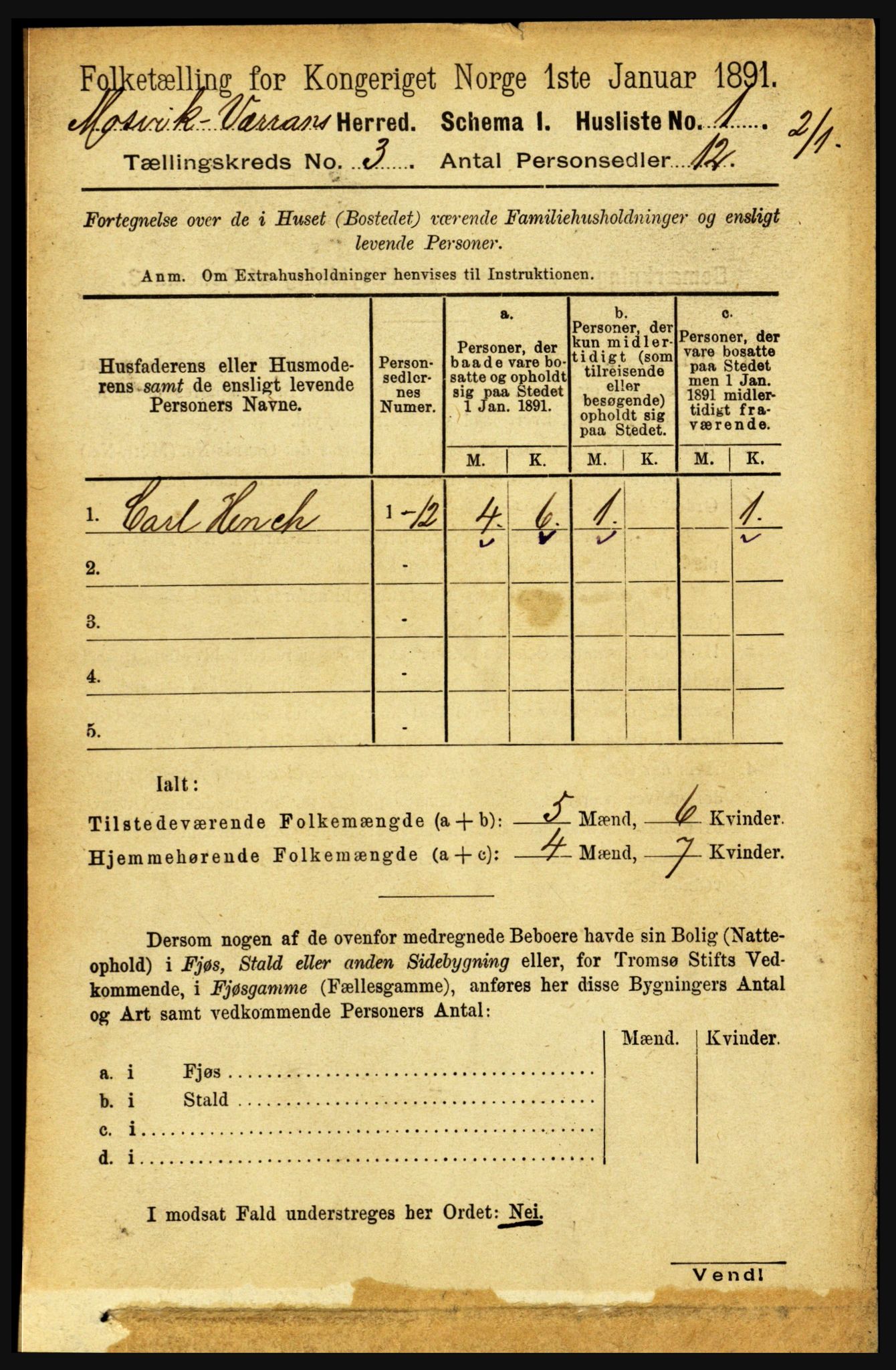 RA, 1891 census for 1723 Mosvik og Verran, 1891, p. 873