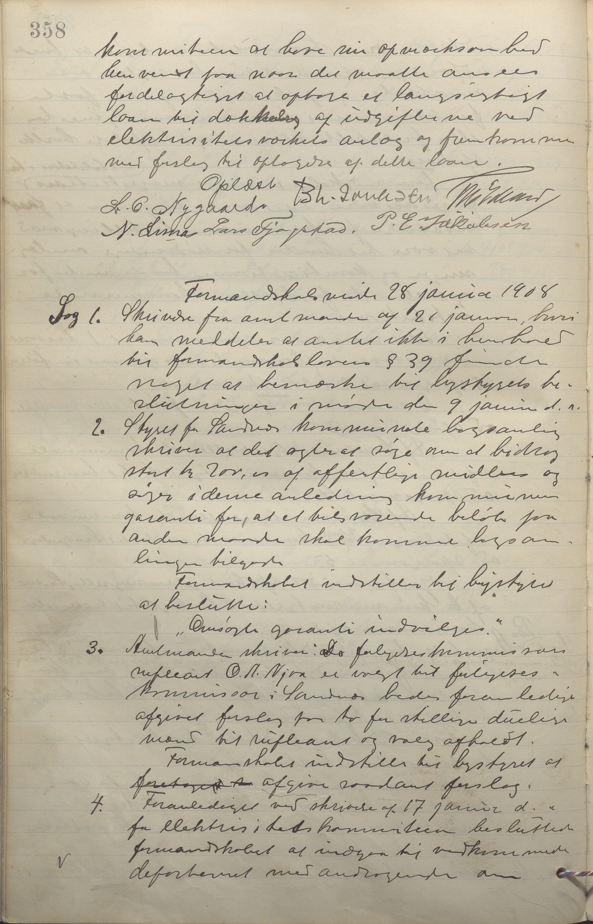 Sandnes kommune - Formannskapet og Bystyret, IKAR/K-100188/Aa/L0006: Møtebok, 1902-1909, p. 358