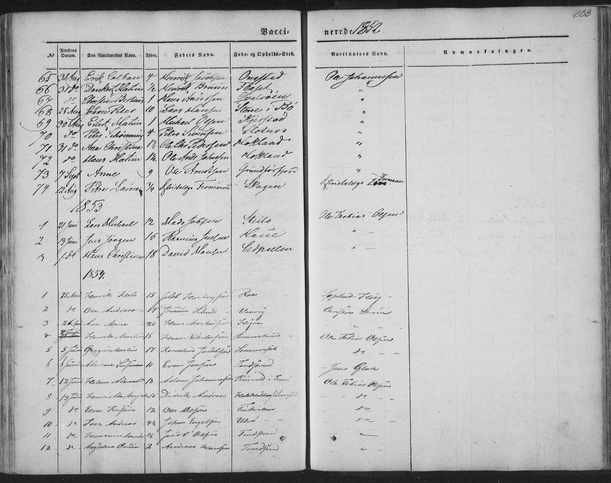 Ministerialprotokoller, klokkerbøker og fødselsregistre - Nordland, AV/SAT-A-1459/888/L1241: Parish register (official) no. 888A07, 1849-1869, p. 383