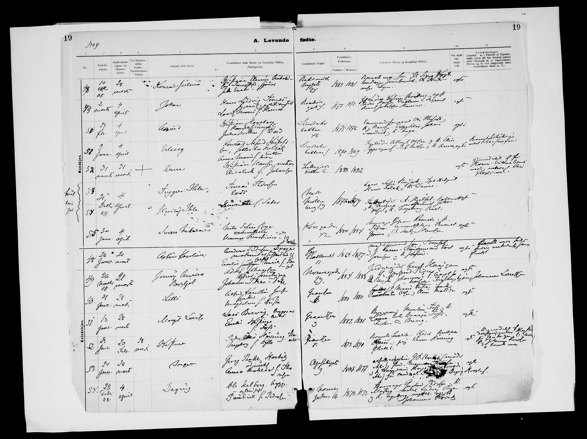 Ministerialprotokoller, klokkerbøker og fødselsregistre - Sør-Trøndelag, AV/SAT-A-1456/604/L0203: Parish register (official) no. 604A23, 1908-1916, p. 19