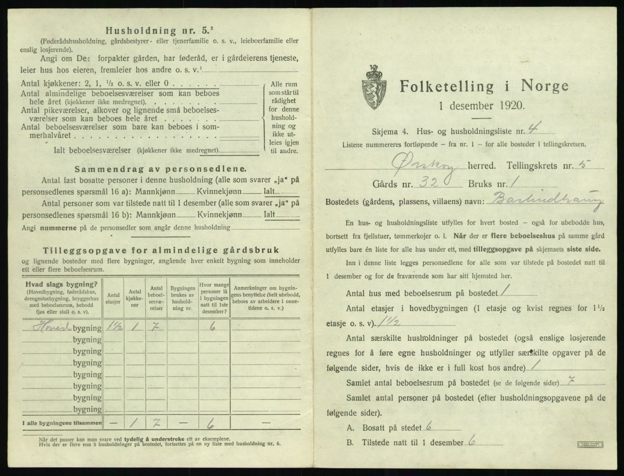 SAT, 1920 census for Ørskog, 1920, p. 440