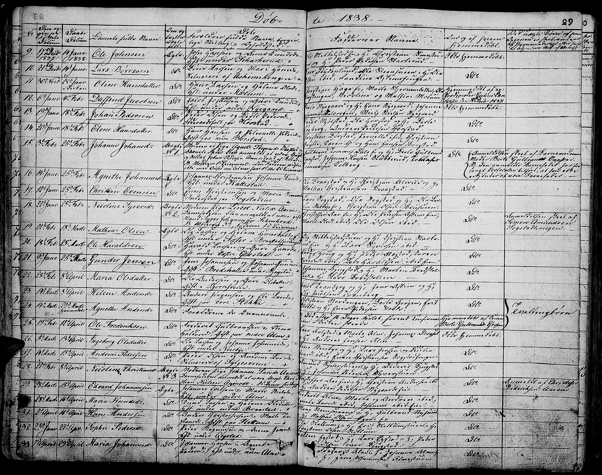 Vardal prestekontor, AV/SAH-PREST-100/H/Ha/Hab/L0004: Parish register (copy) no. 4, 1831-1853, p. 29