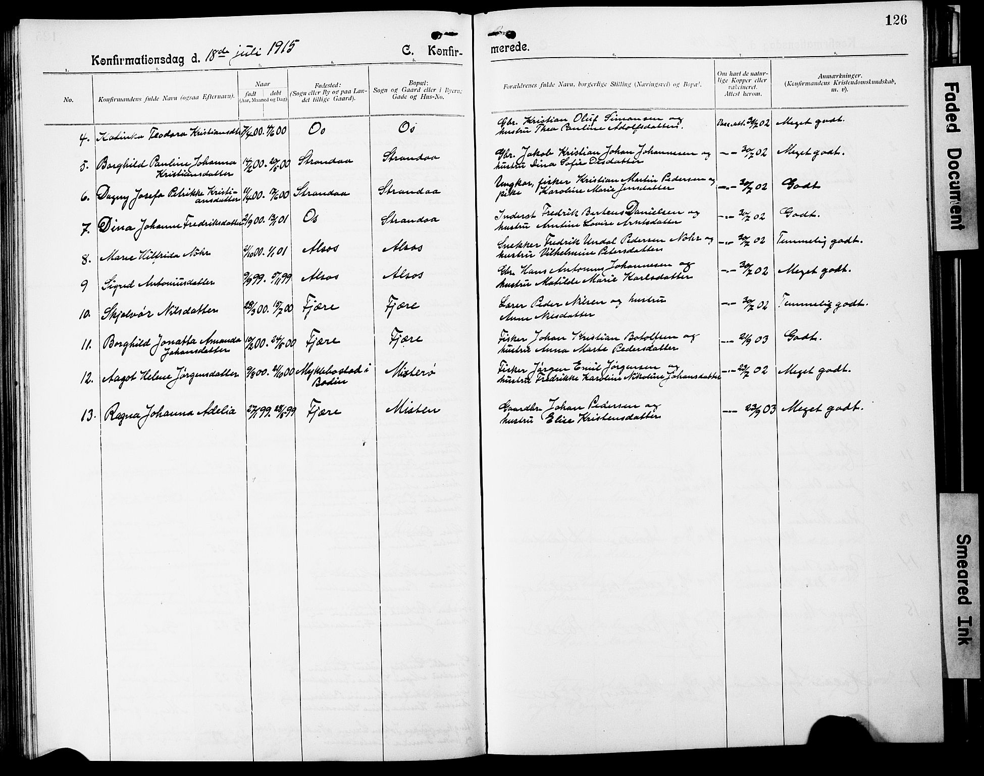 Ministerialprotokoller, klokkerbøker og fødselsregistre - Nordland, AV/SAT-A-1459/803/L0077: Parish register (copy) no. 803C04, 1897-1930, p. 126