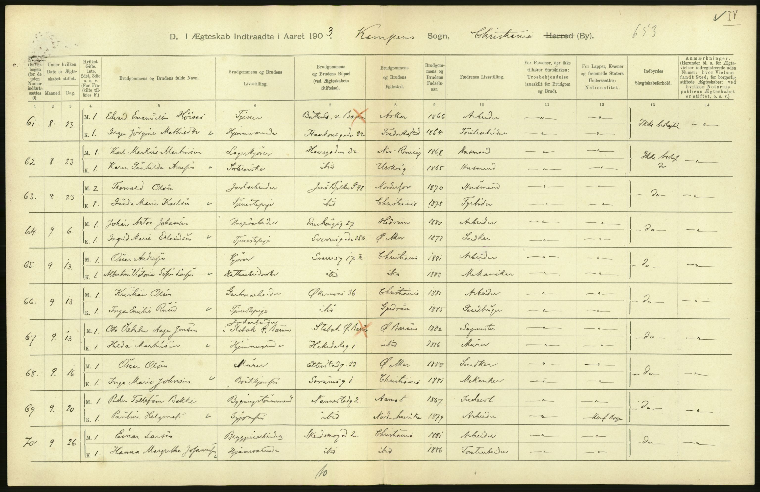 Statistisk sentralbyrå, Sosiodemografiske emner, Befolkning, AV/RA-S-2228/D/Df/Dfa/Dfaa/L0004: Kristiania: Gifte, døde, 1903, p. 468