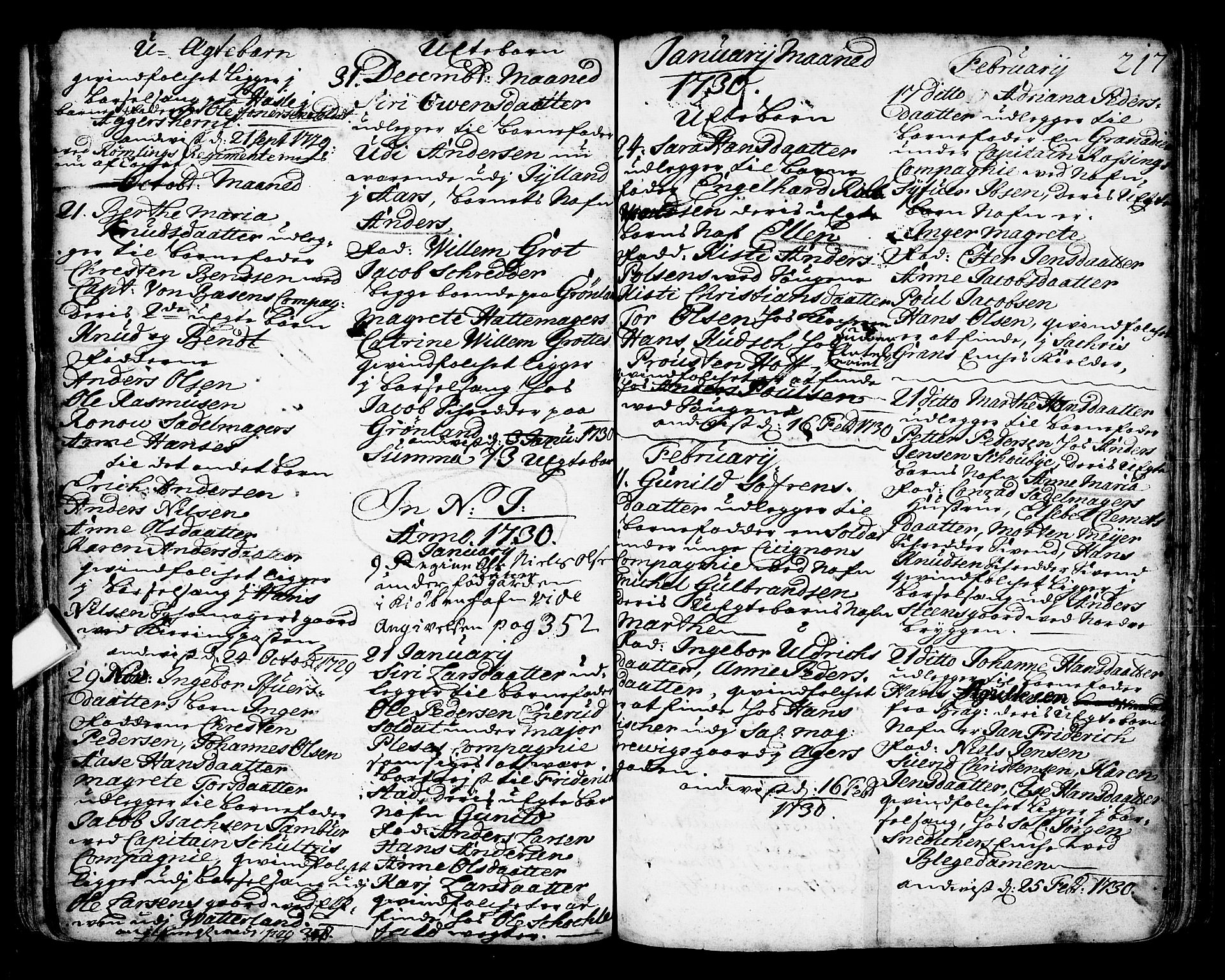 Oslo domkirke Kirkebøker, AV/SAO-A-10752/F/Fa/L0002: Parish register (official) no. 2, 1705-1730, p. 217