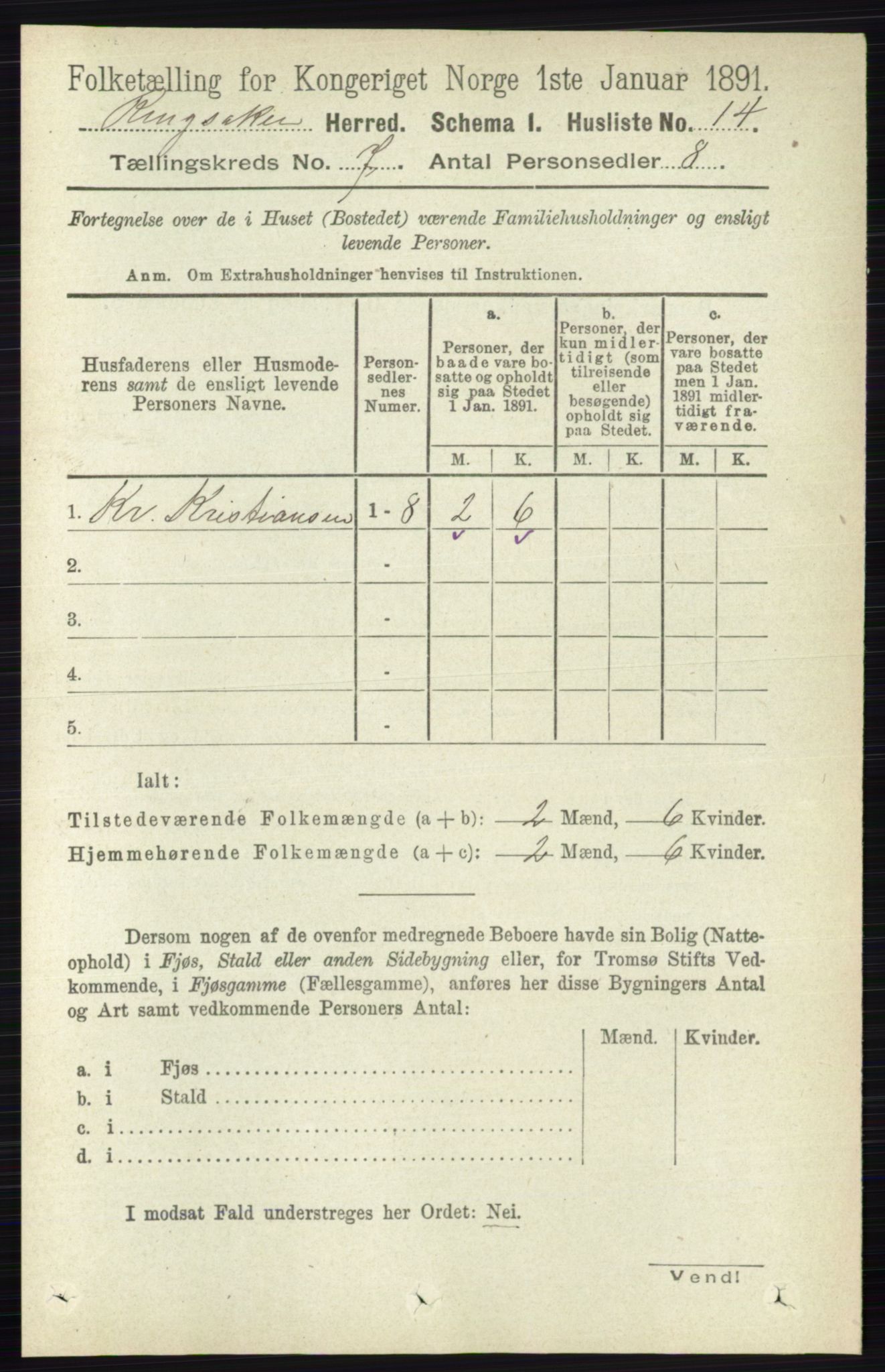 RA, 1891 census for 0412 Ringsaker, 1891, p. 3804