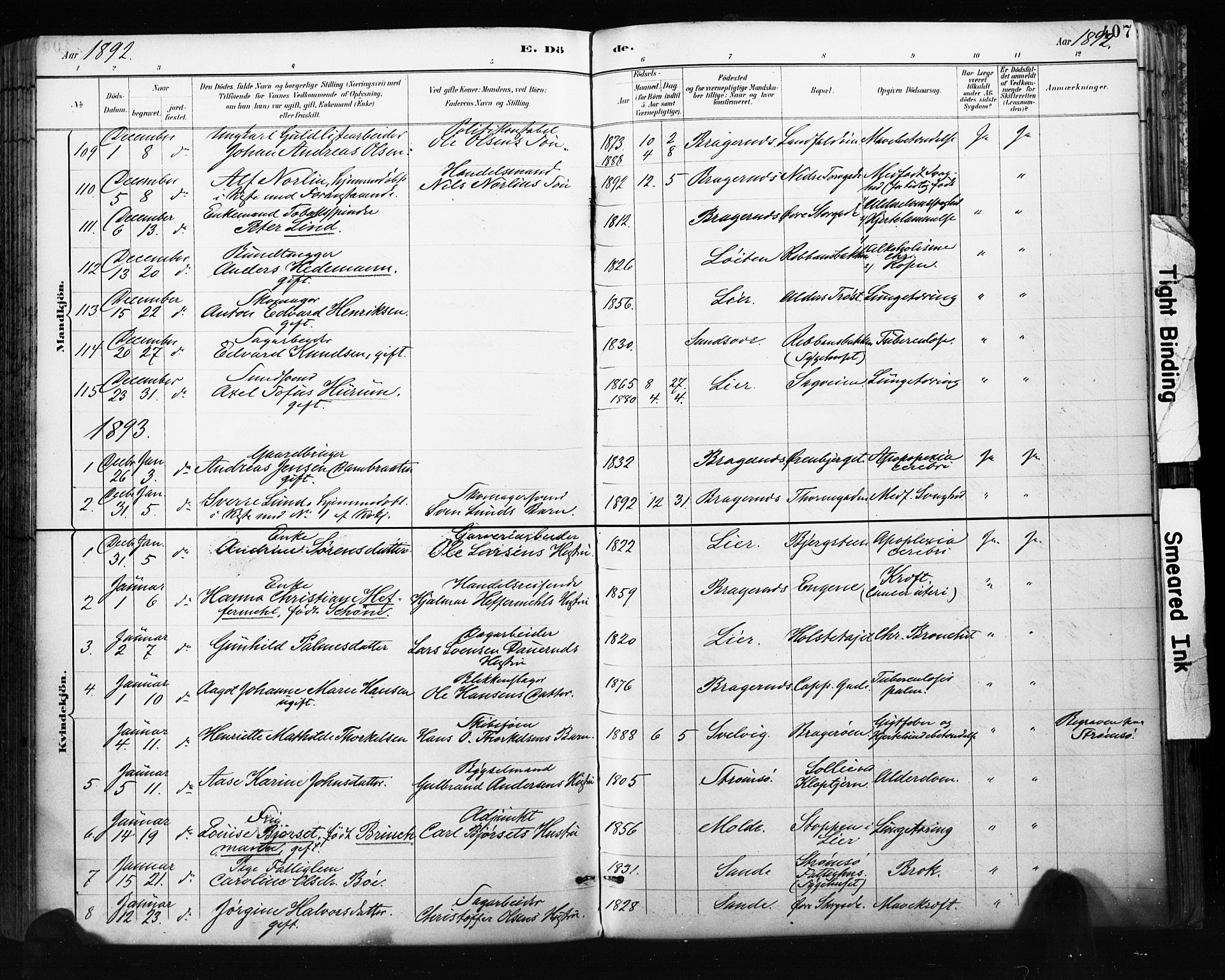 Bragernes kirkebøker, AV/SAKO-A-6/F/Fb/L0007: Parish register (official) no. II 7, 1885-1893, p. 407