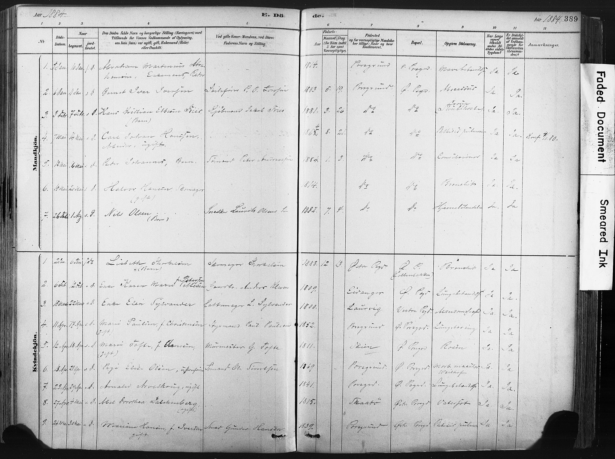 Porsgrunn kirkebøker , SAKO/A-104/F/Fa/L0008: Parish register (official) no. 8, 1878-1895, p. 389