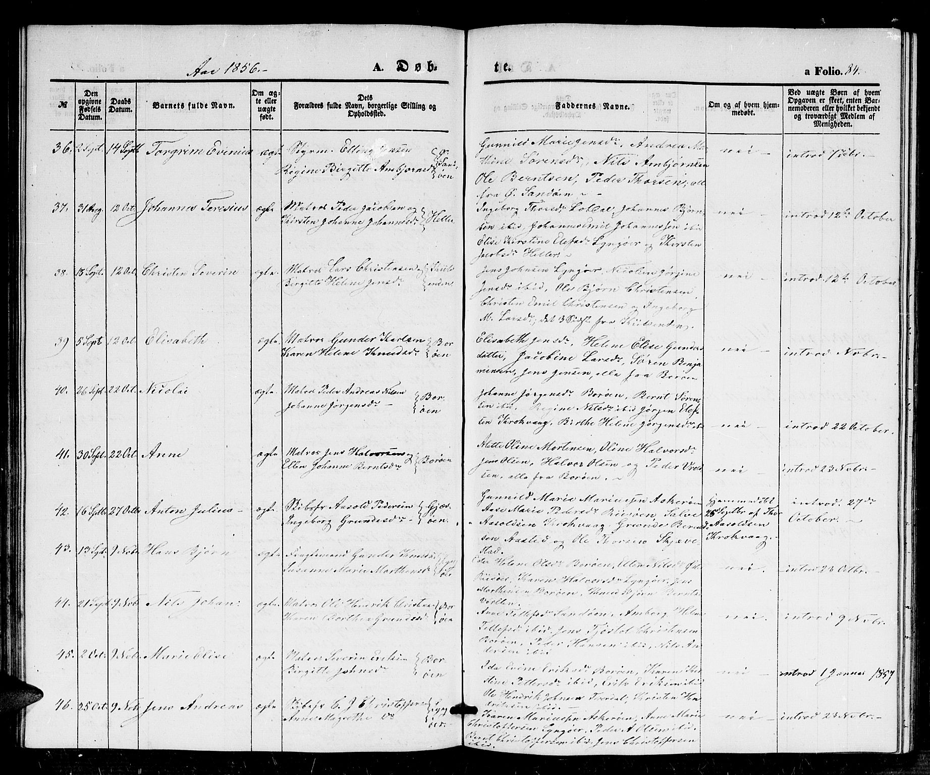 Dypvåg sokneprestkontor, AV/SAK-1111-0007/F/Fb/Fba/L0010: Parish register (copy) no. B 10, 1842-1857, p. 84