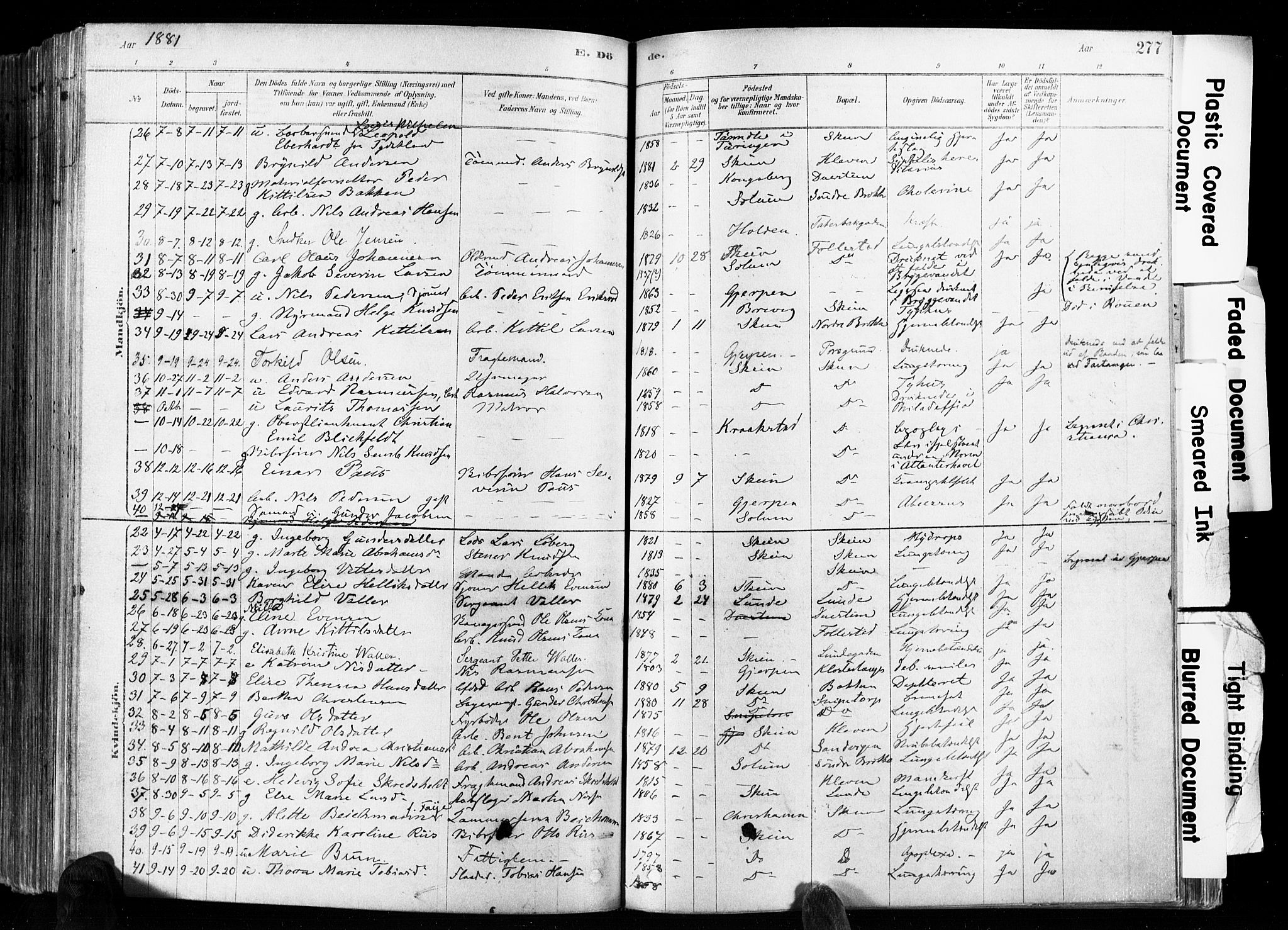 Skien kirkebøker, AV/SAKO-A-302/F/Fa/L0009: Parish register (official) no. 9, 1878-1890, p. 277