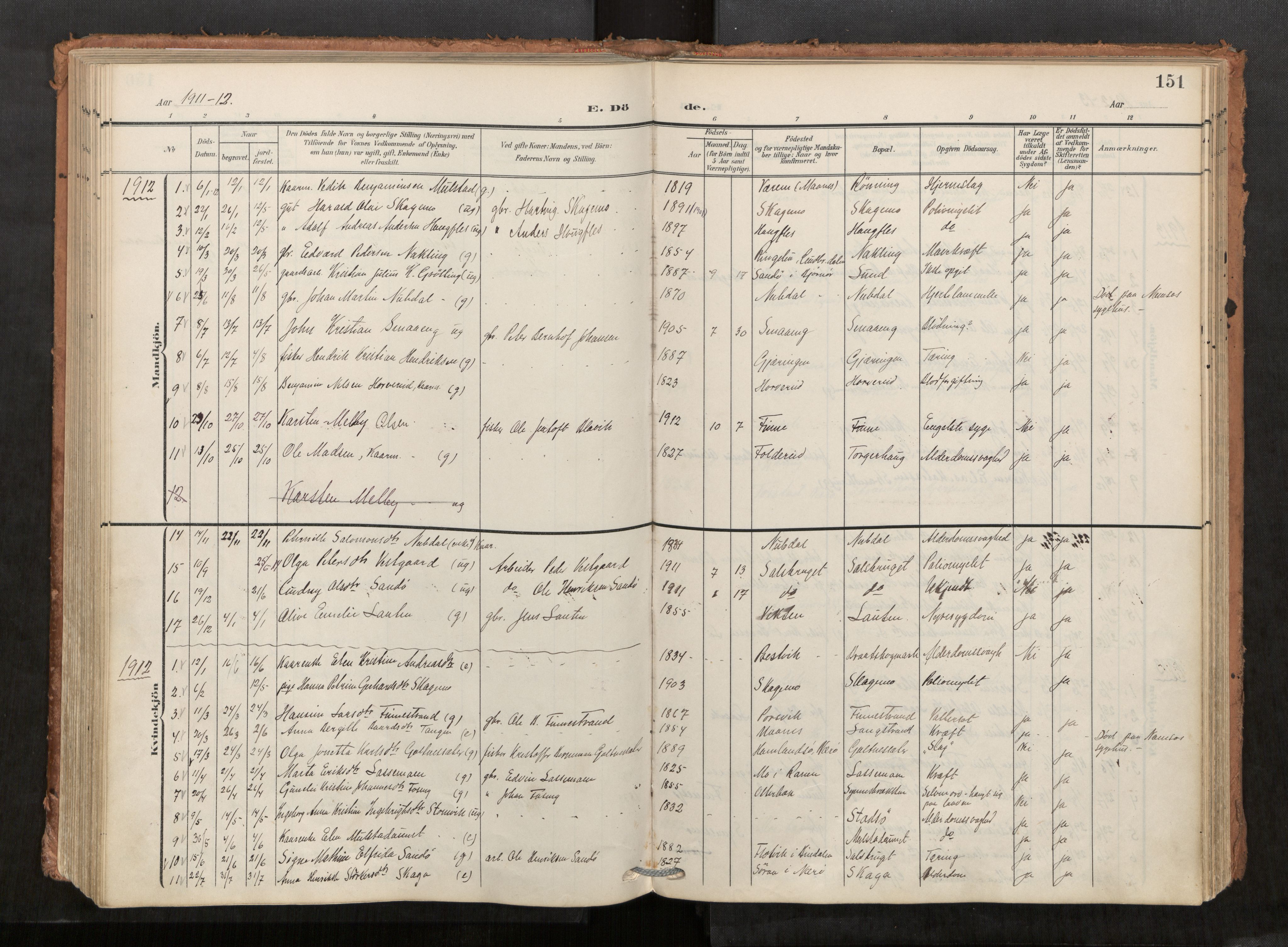 Kolvereid sokneprestkontor, SAT/A-1171/H/Ha/Haa/L0001: Parish register (official) no. 1, 1903-1922, p. 151
