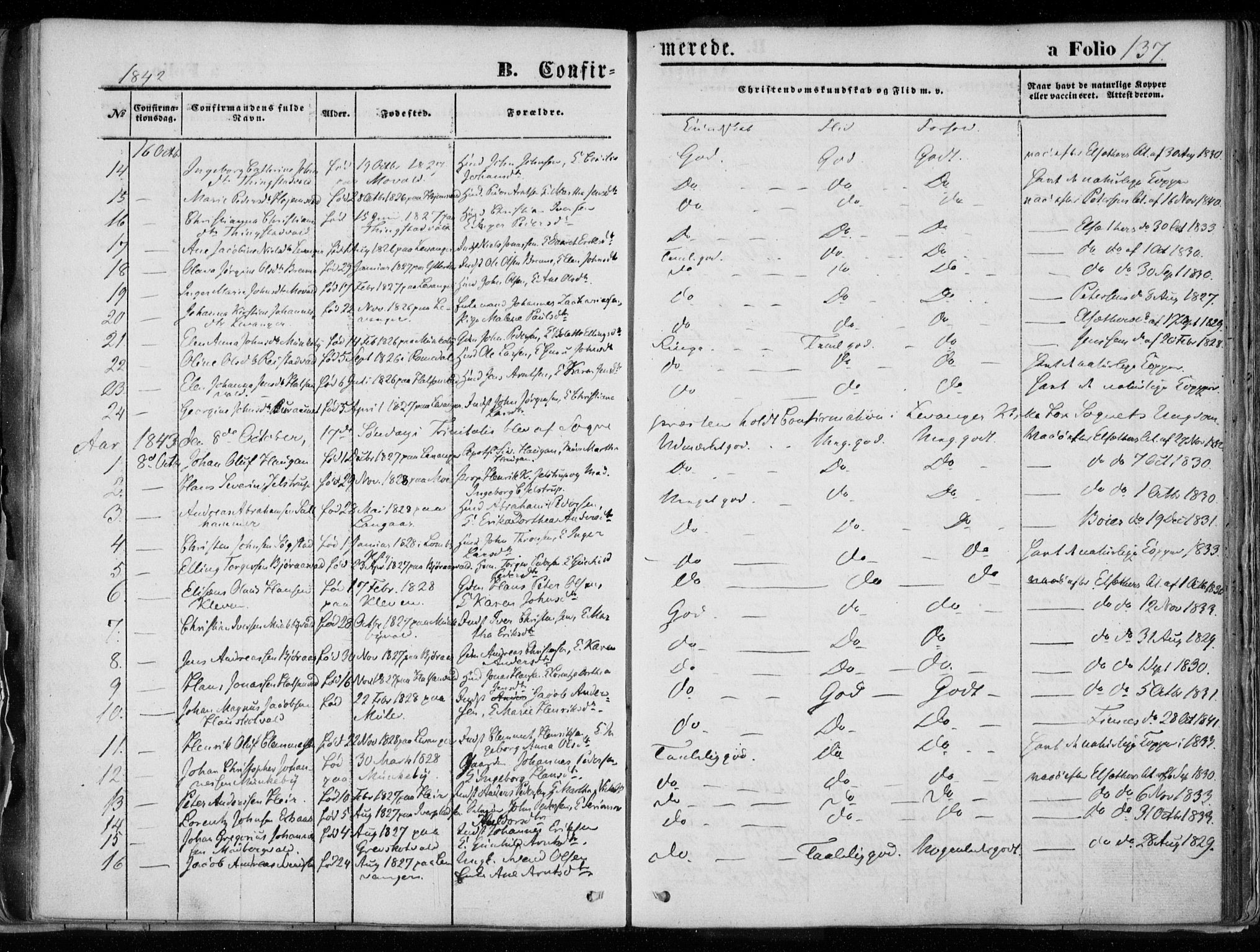 Ministerialprotokoller, klokkerbøker og fødselsregistre - Nord-Trøndelag, SAT/A-1458/720/L0183: Parish register (official) no. 720A01, 1836-1855, p. 137