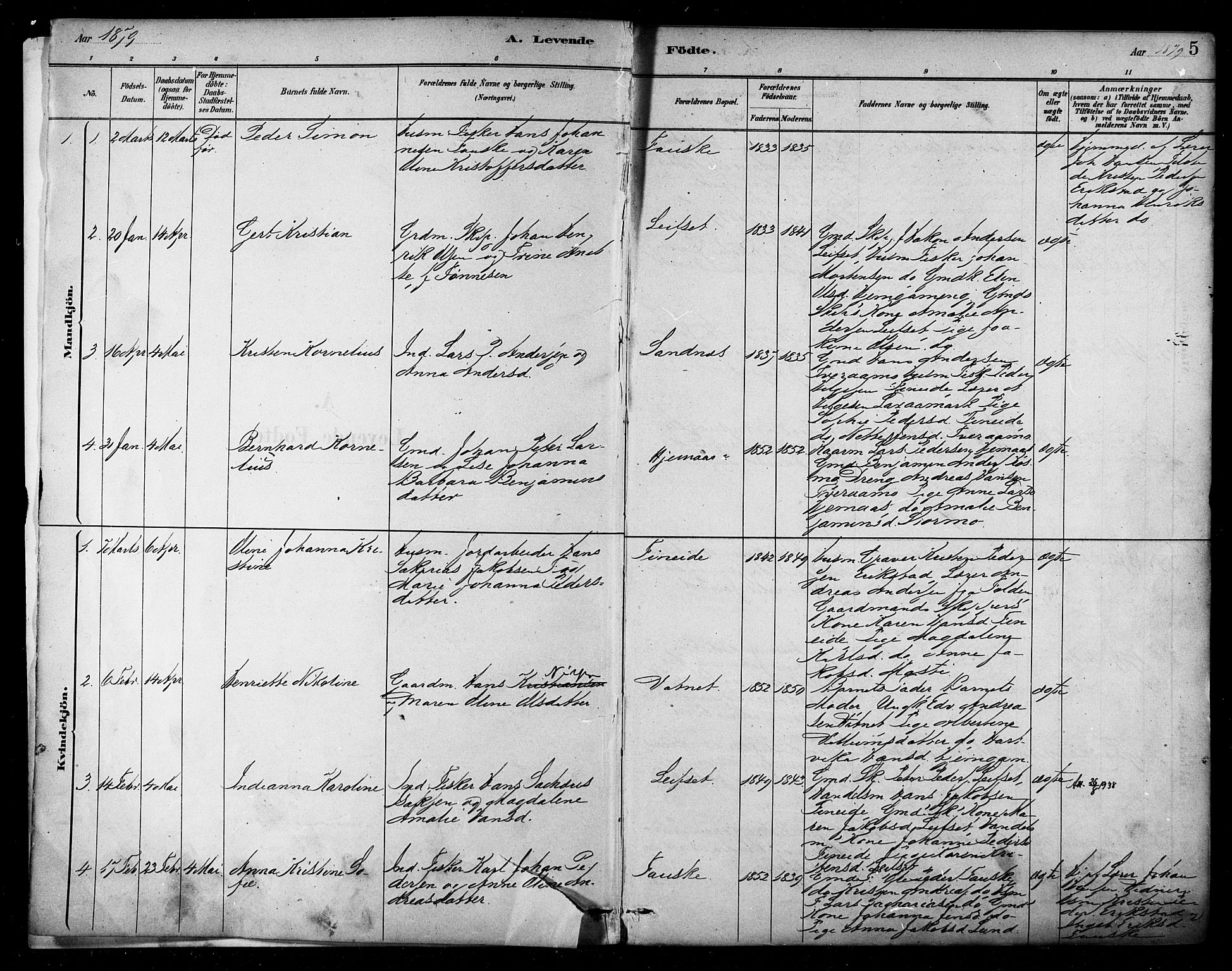 Ministerialprotokoller, klokkerbøker og fødselsregistre - Nordland, AV/SAT-A-1459/849/L0689: Parish register (official) no. 849A01, 1879-1889, p. 5