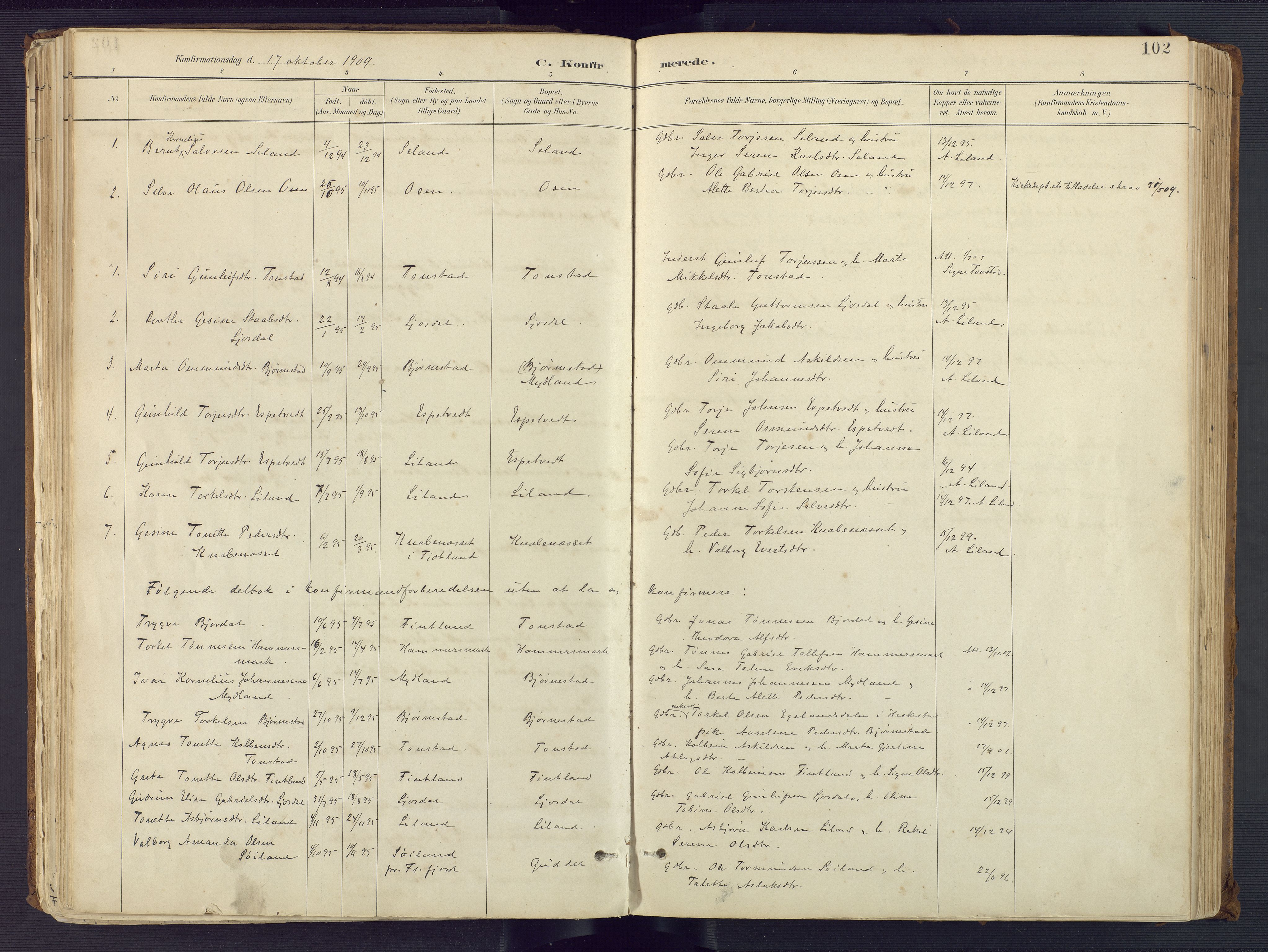 Sirdal sokneprestkontor, AV/SAK-1111-0036/F/Fa/Fab/L0004: Parish register (official) no. A 4, 1887-1919, p. 102