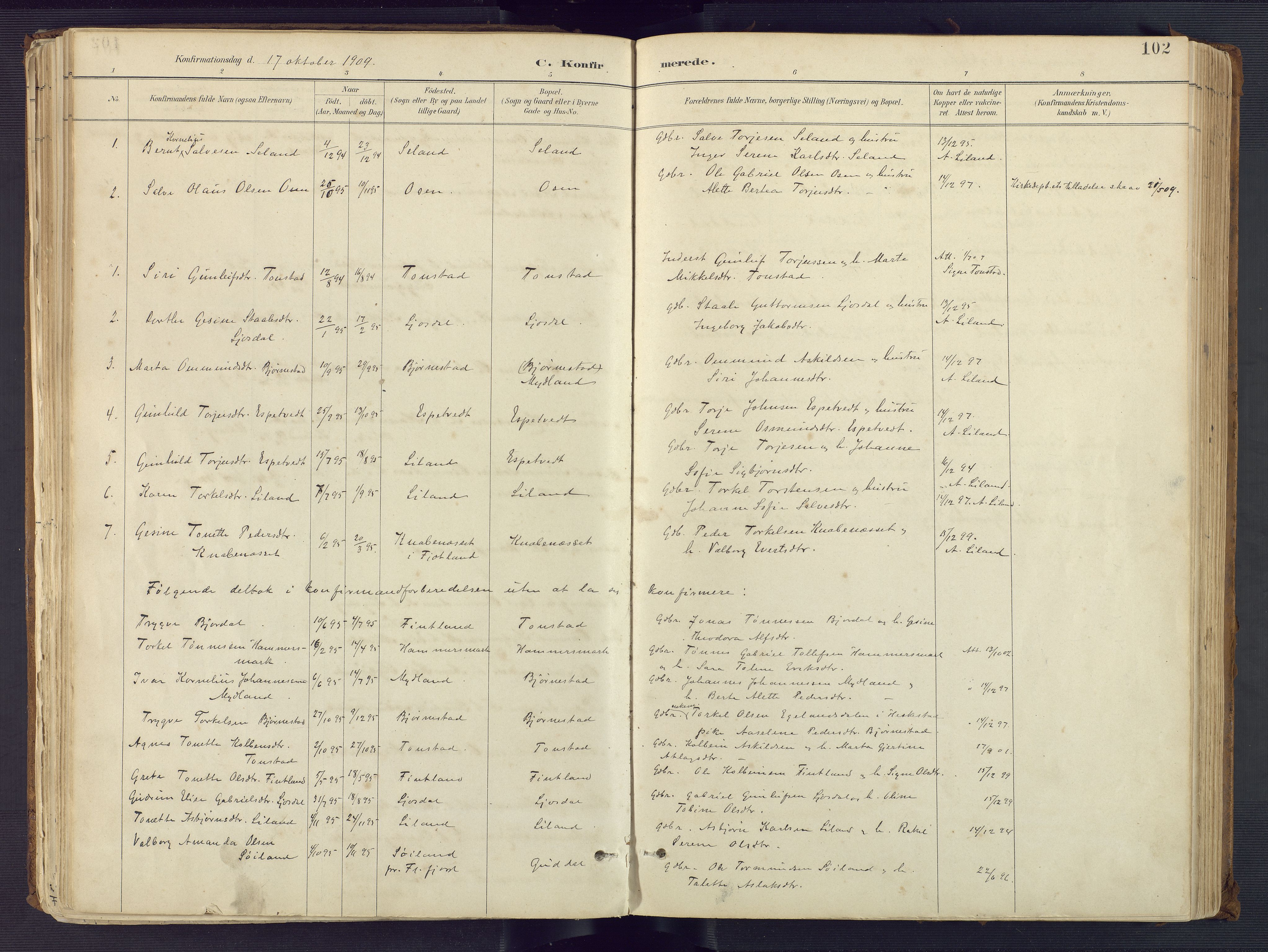 Sirdal sokneprestkontor, AV/SAK-1111-0036/F/Fa/Fab/L0004: Parish register (official) no. A 4, 1887-1919, p. 102