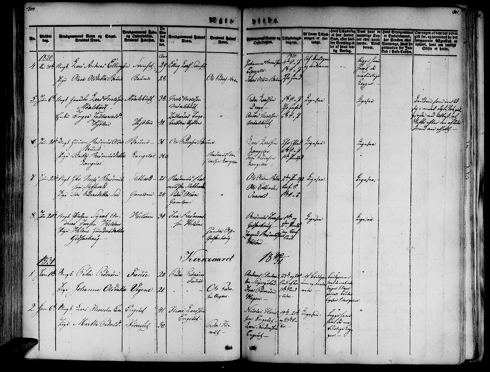 Ministerialprotokoller, klokkerbøker og fødselsregistre - Møre og Romsdal, AV/SAT-A-1454/520/L0274: Parish register (official) no. 520A04, 1827-1864, p. 300-301