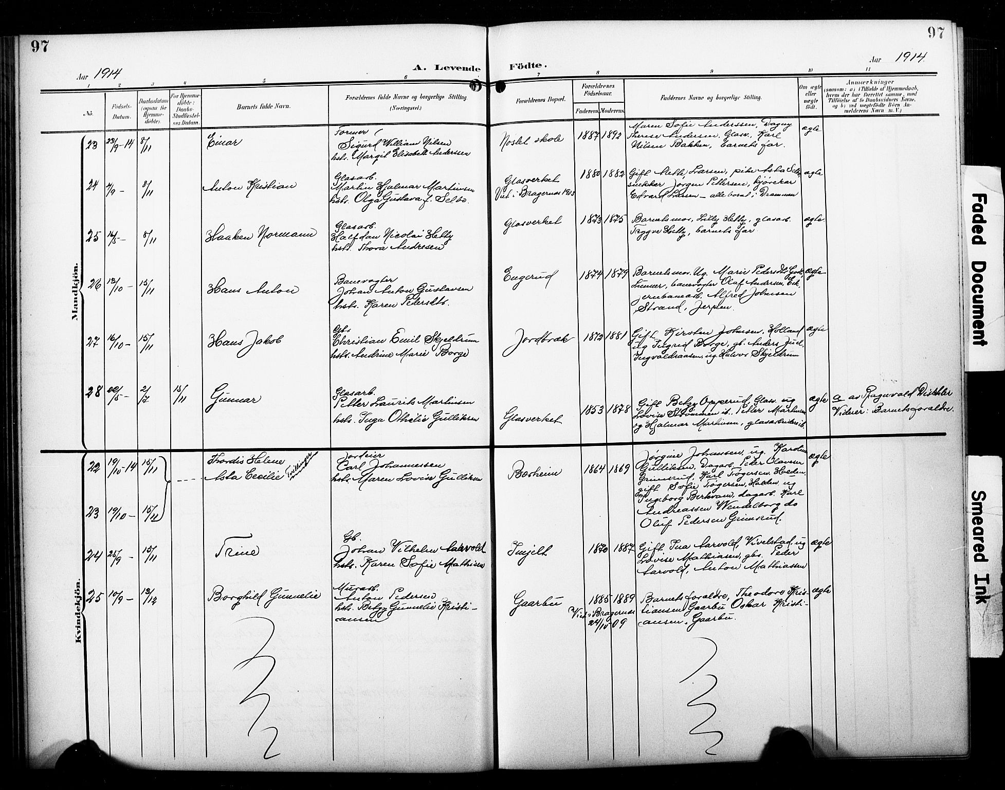 Skoger kirkebøker, AV/SAKO-A-59/G/Ga/L0003: Parish register (copy) no. I 3, 1900-1927, p. 97