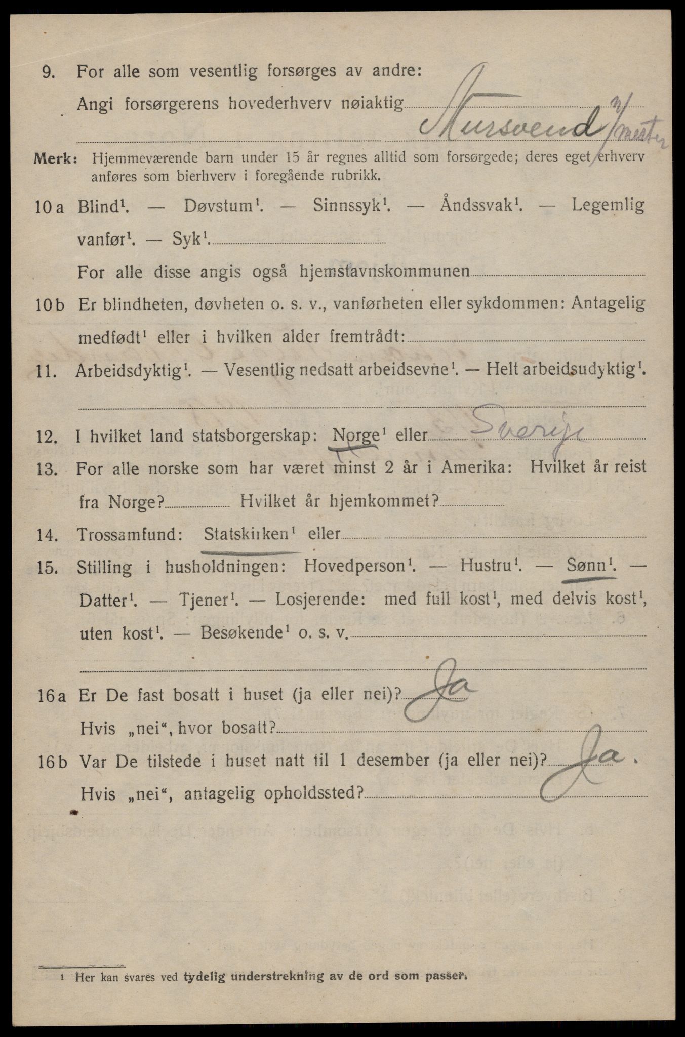 SAT, 1920 census for Trondheim, 1920, p. 121291