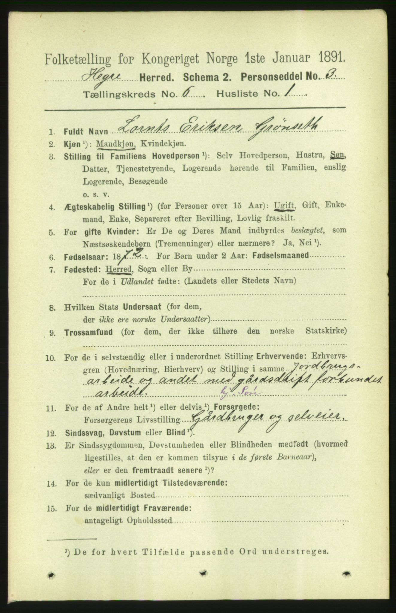 RA, 1891 census for 1712 Hegra, 1891, p. 2371