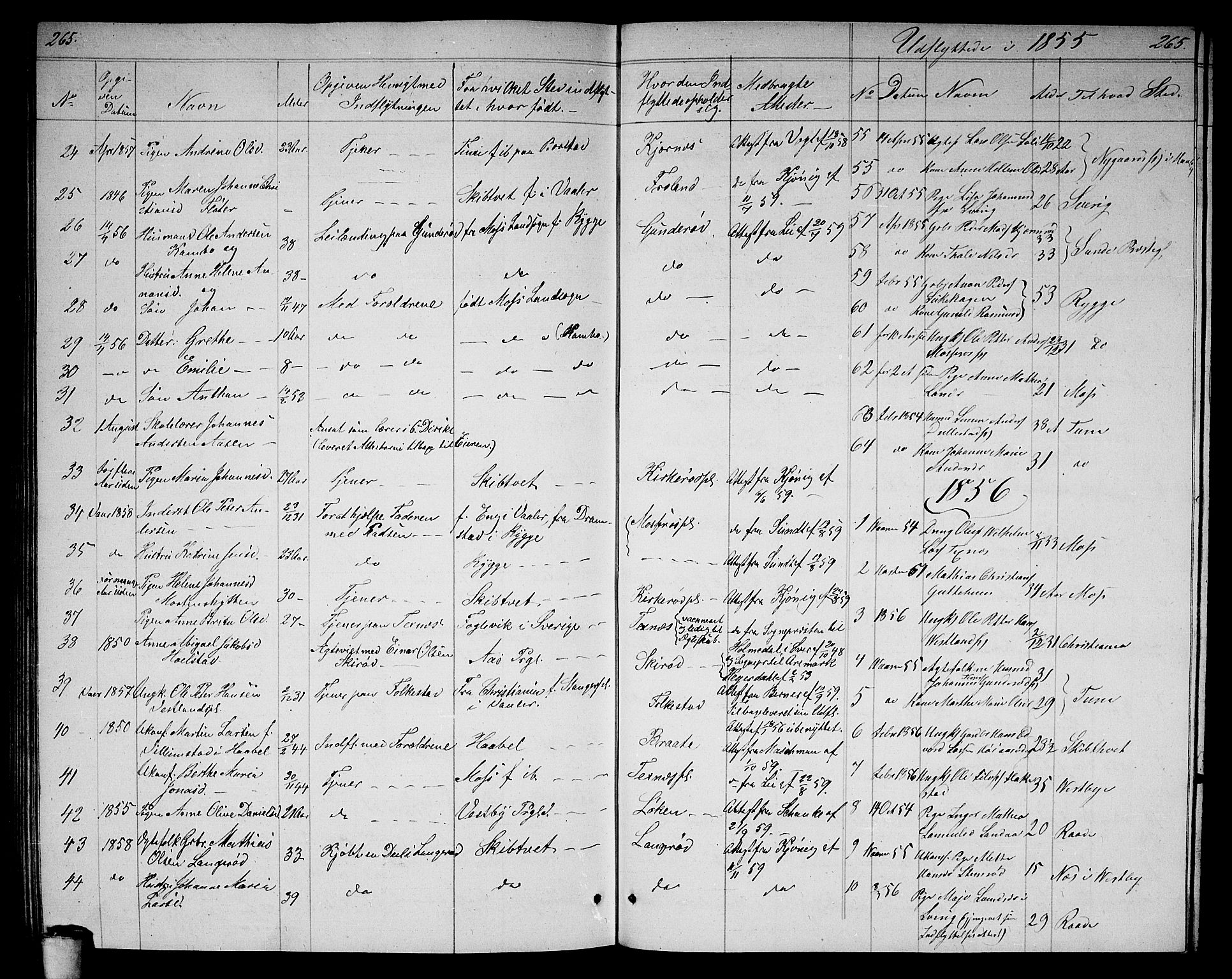 Våler prestekontor Kirkebøker, AV/SAO-A-11083/G/Ga/L0002: Parish register (copy) no. I 2, 1839-1860, p. 265