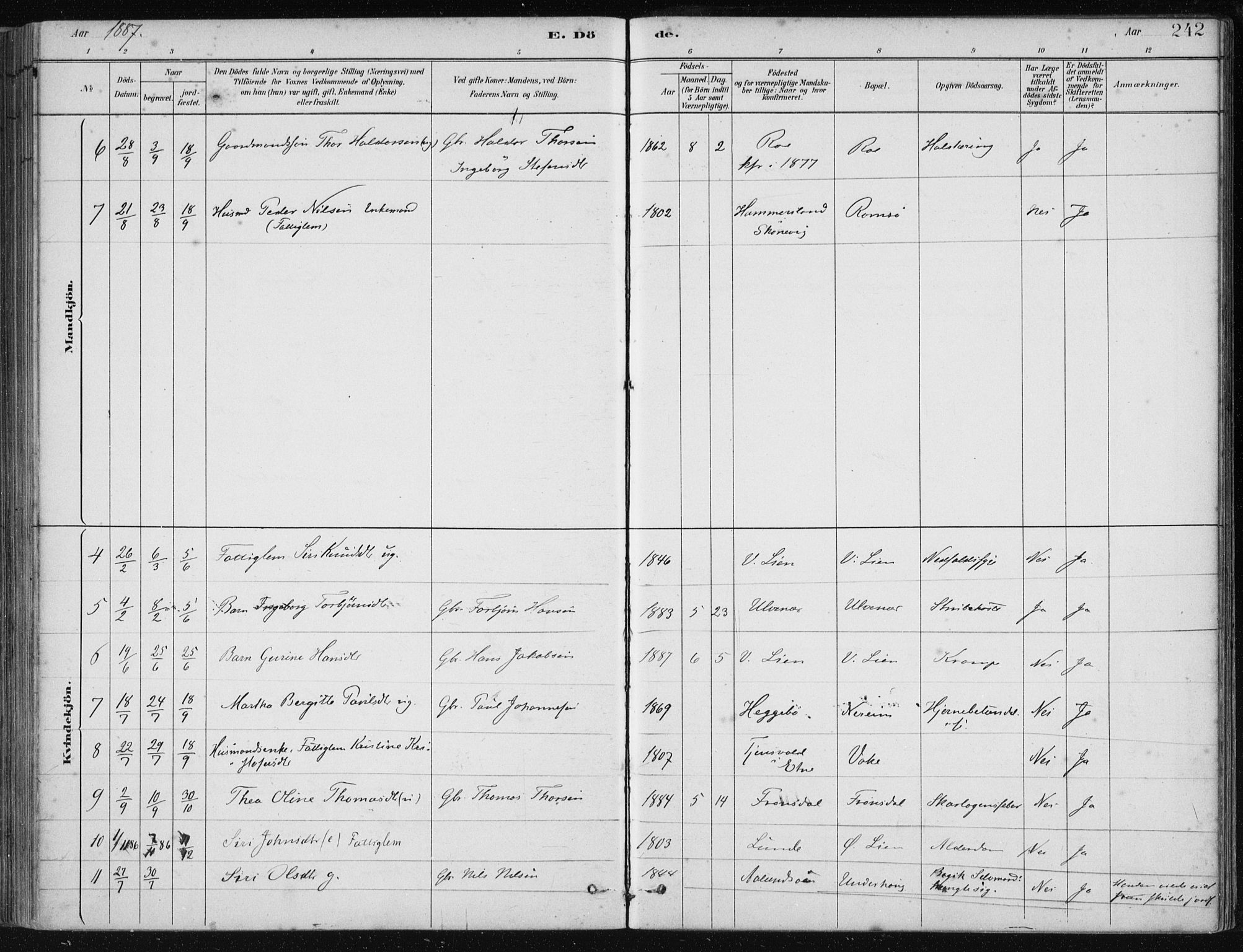 Fjelberg sokneprestembete, AV/SAB-A-75201/H/Haa: Parish register (official) no. D 1, 1879-1918, p. 242