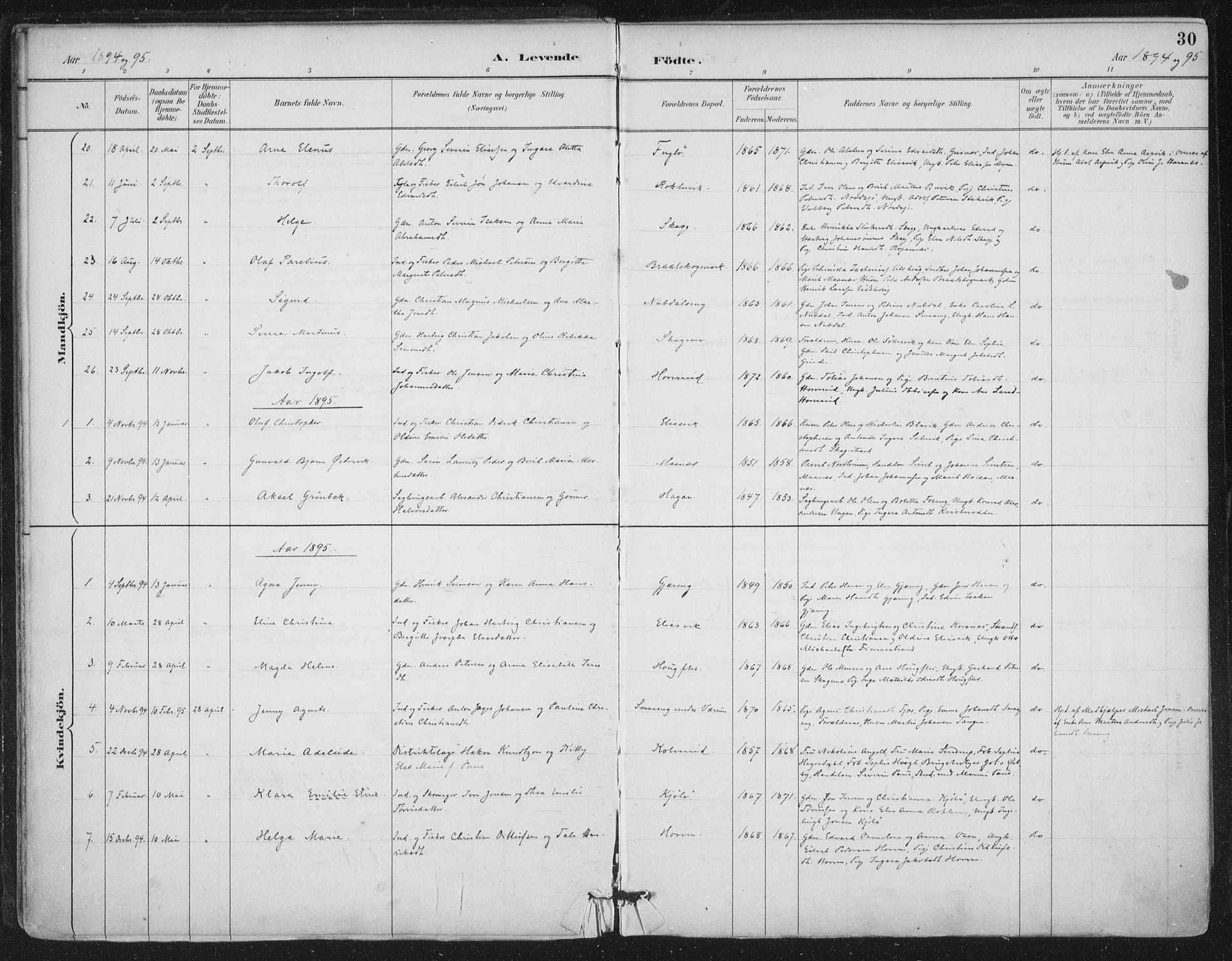 Ministerialprotokoller, klokkerbøker og fødselsregistre - Nord-Trøndelag, SAT/A-1458/780/L0644: Parish register (official) no. 780A08, 1886-1903, p. 30