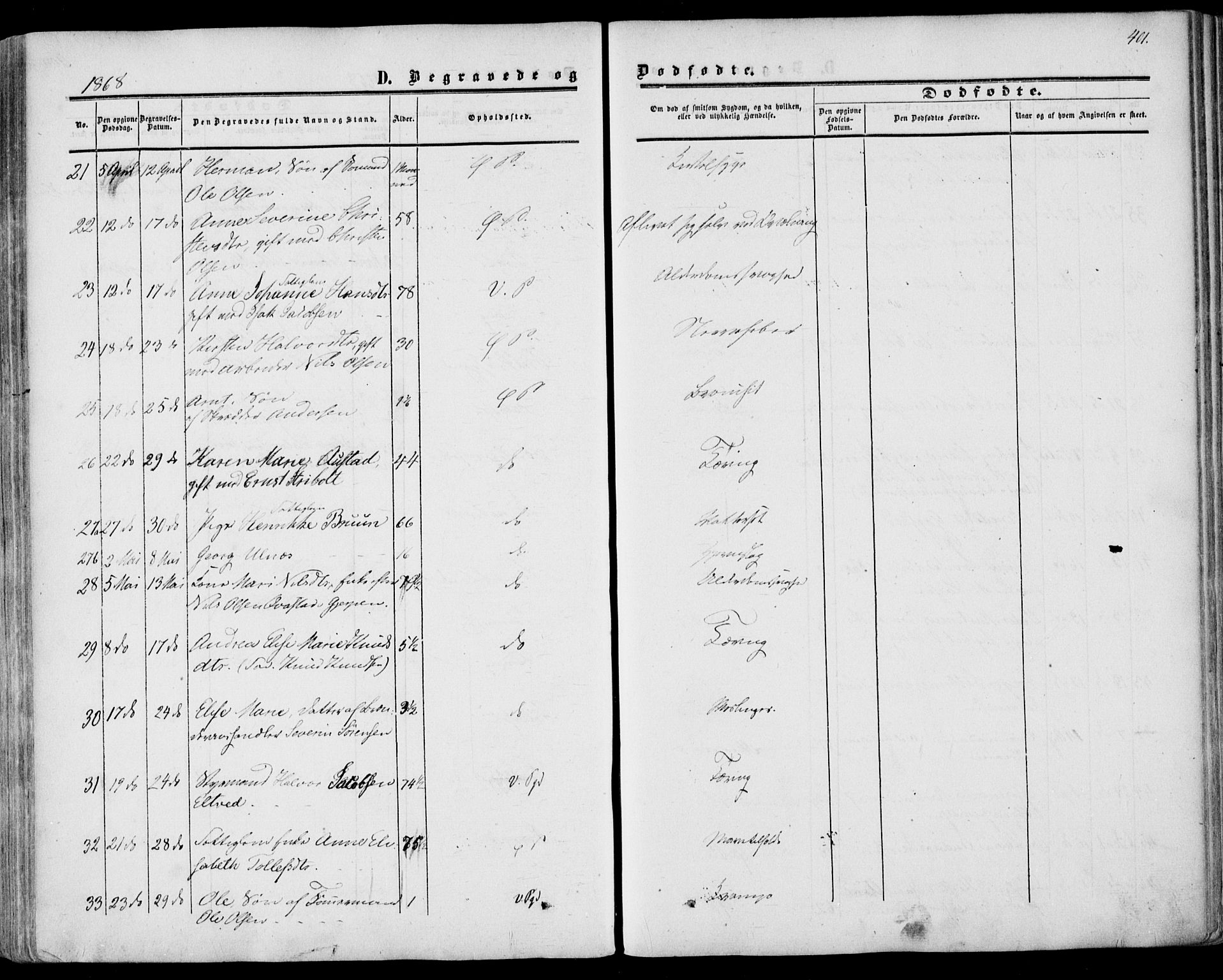 Porsgrunn kirkebøker , AV/SAKO-A-104/F/Fa/L0007: Parish register (official) no. 7, 1858-1877, p. 401