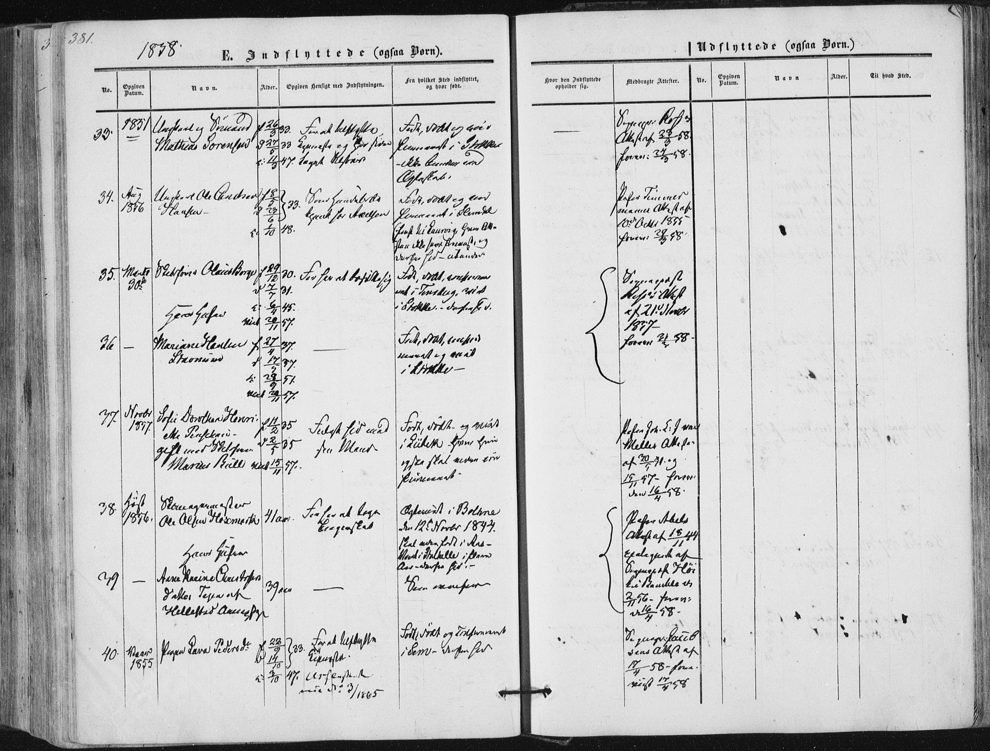 Tønsberg kirkebøker, AV/SAKO-A-330/F/Fa/L0008: Parish register (official) no. I 8, 1855-1864, p. 381