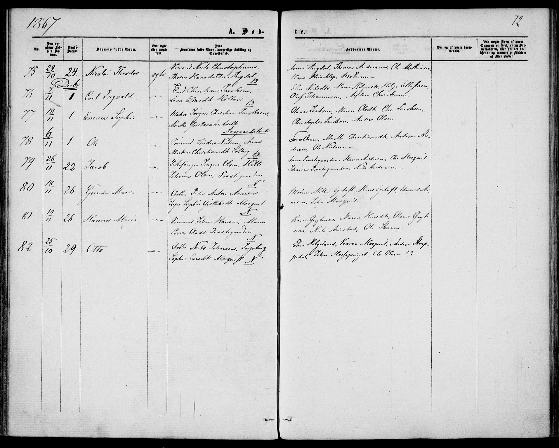 Borre kirkebøker, AV/SAKO-A-338/F/Fa/L0007: Parish register (official) no. I 7, 1862-1867, p. 72