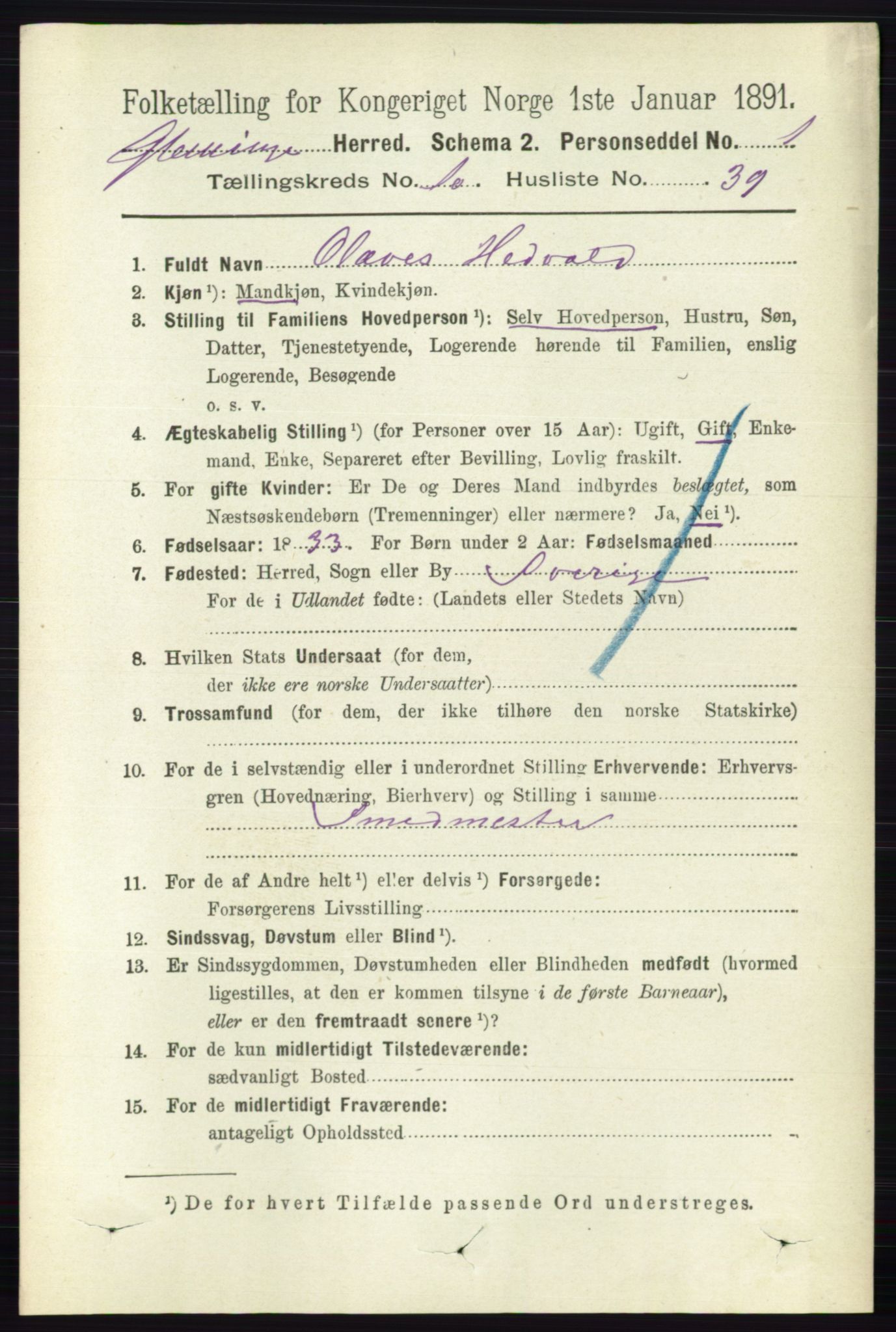 RA, 1891 census for 0132 Glemmen, 1891, p. 10267